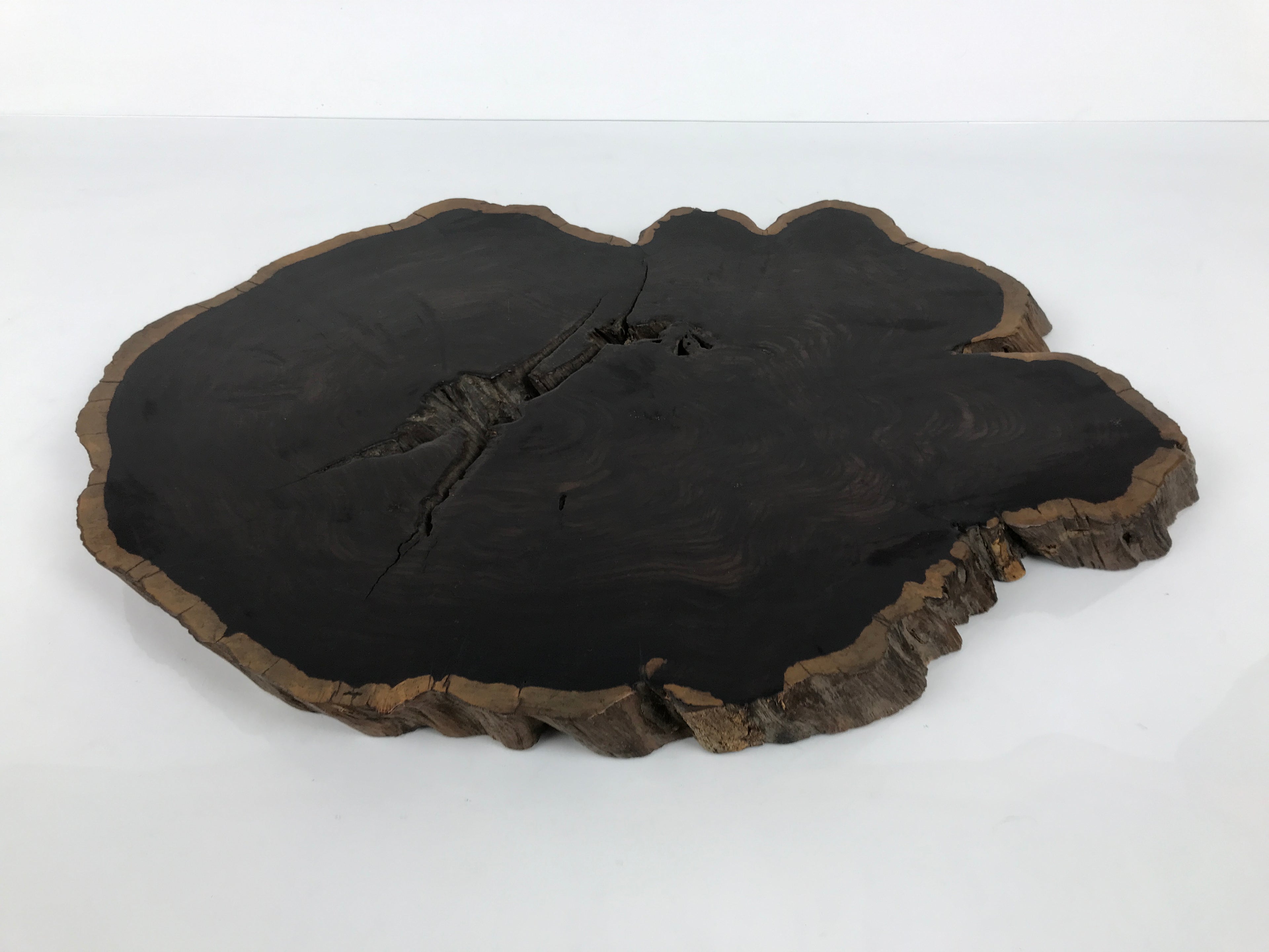 Antique Japanese Wooden Flower Vase Stand Unique Kadai Board Ikebana Brown WT599