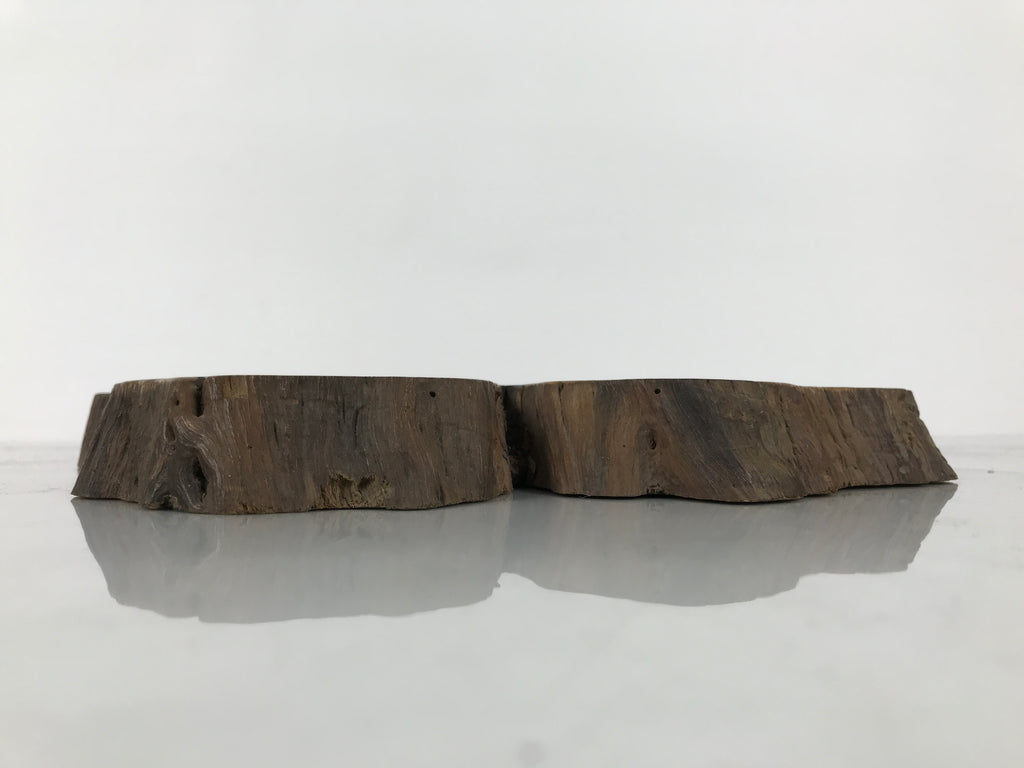Antique Japanese Wooden Flower Vase Stand Unique Kadai Board Ikebana Brown WT599