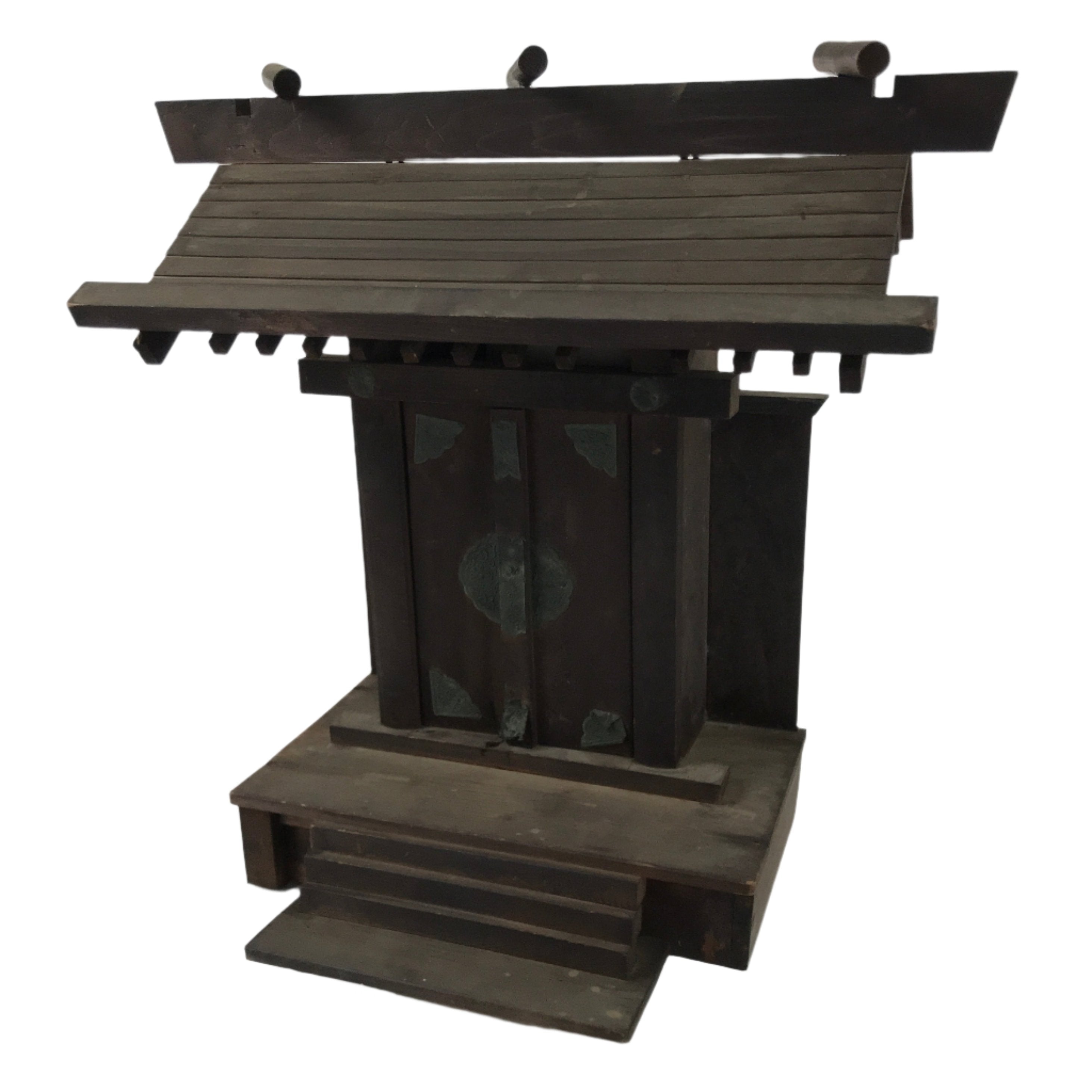 Antique Japanese Wooden Kamidana Shinto Home Shrine God Prayer Shelf Brown BA502