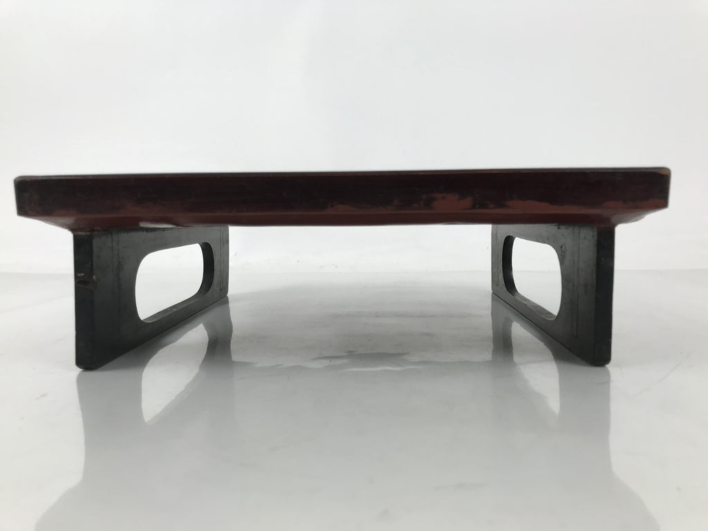 Antique Japanese Wooden Lacquered Low Table Brown Serving Tray Ozen Square L491