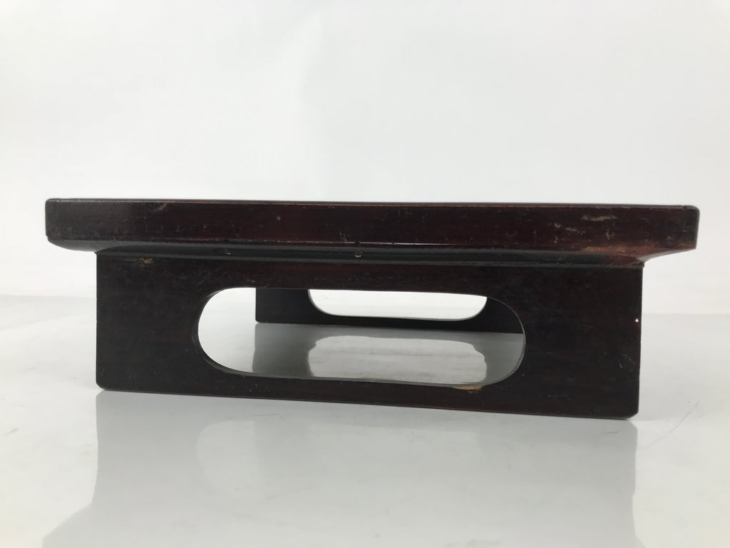 Antique Japanese Wooden Lacquered Low Table Brown Serving Tray Ozen Square L491