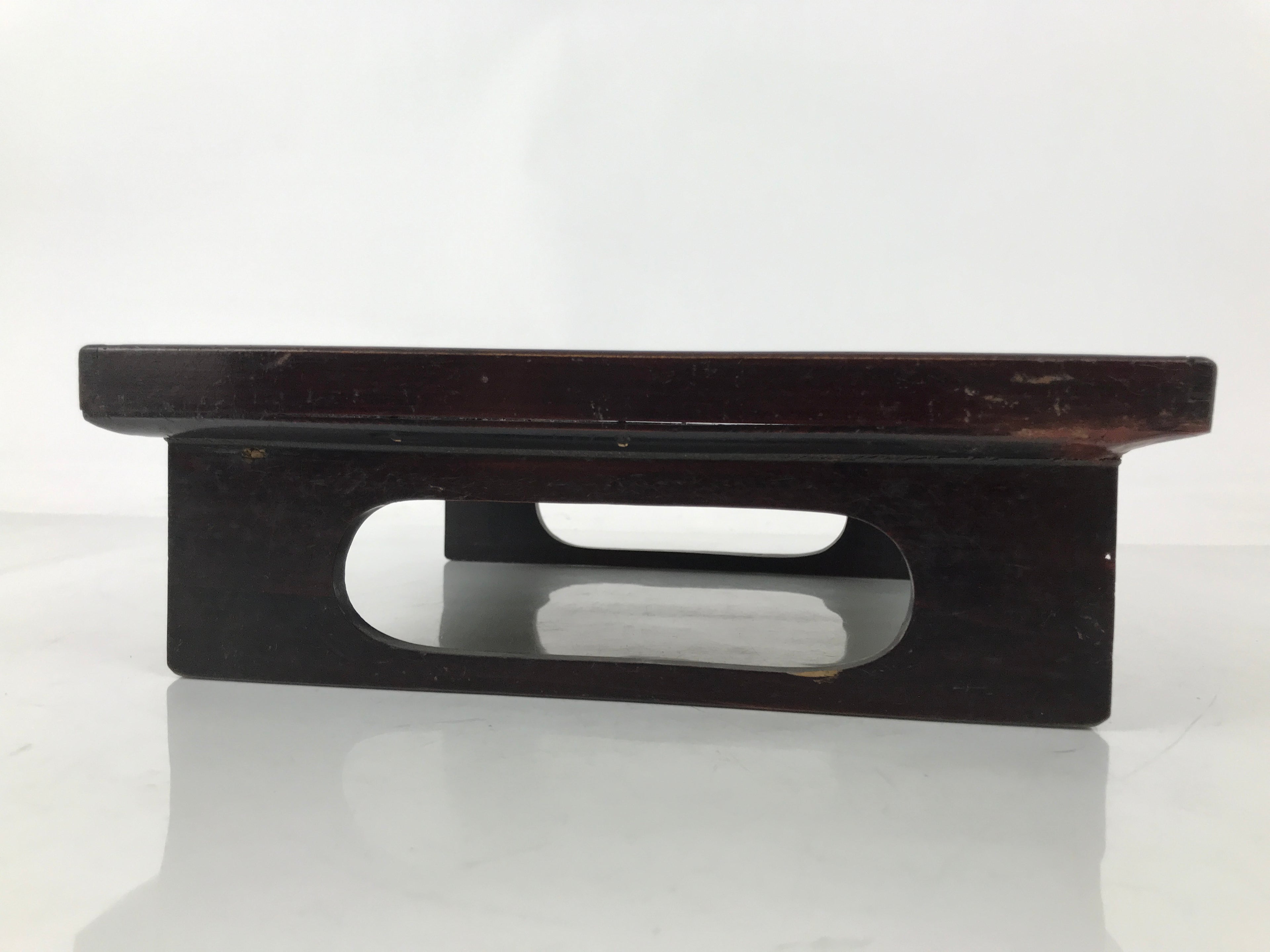 Antique Japanese Wooden Lacquered Low Table Brown Serving Tray Ozen Square L491