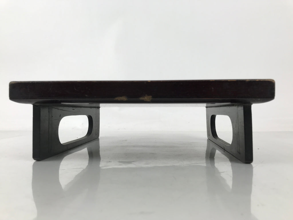 Antique Japanese Wooden Lacquered Low Table Brown Serving Tray Ozen Square L492