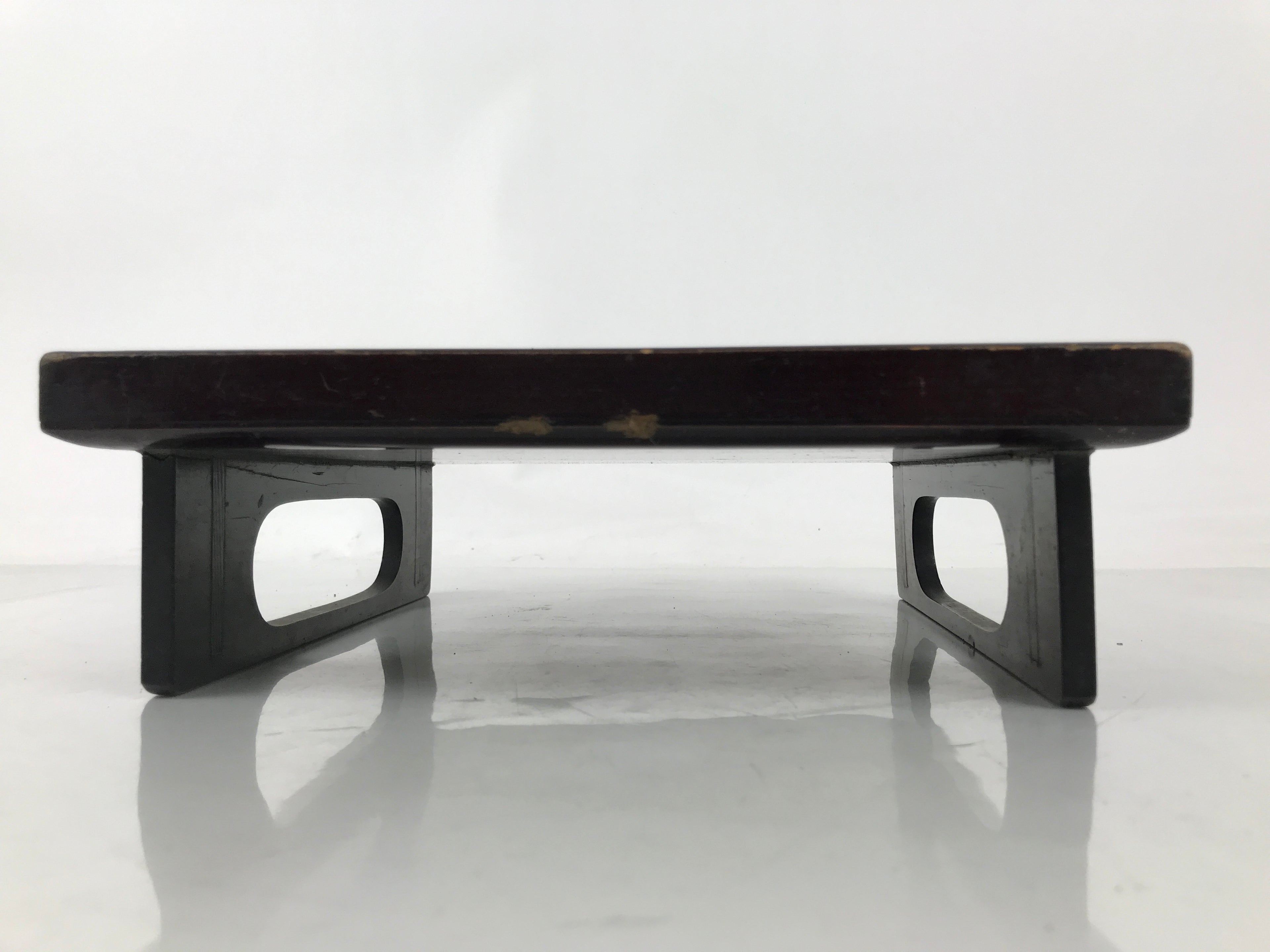 Antique Japanese Wooden Lacquered Low Table Brown Serving Tray Ozen Square L492
