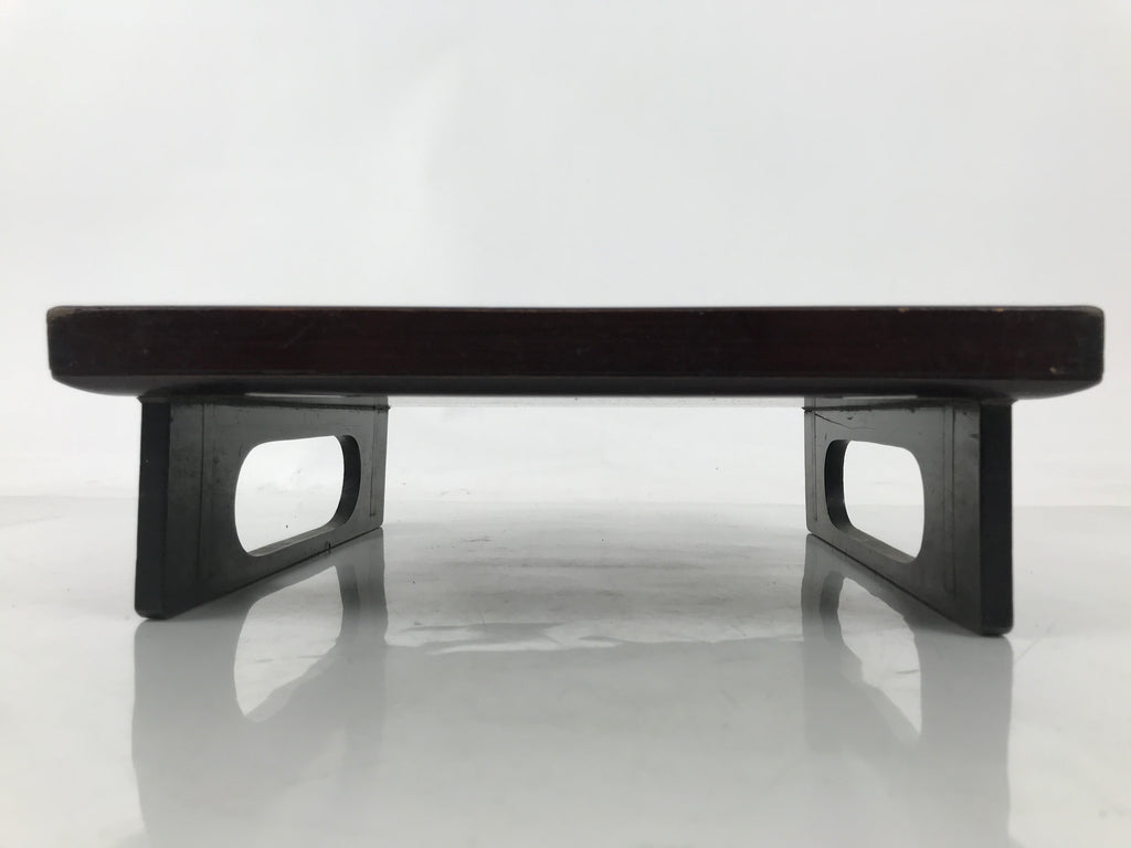 Antique Japanese Wooden Lacquered Low Table Brown Serving Tray Ozen Square L492