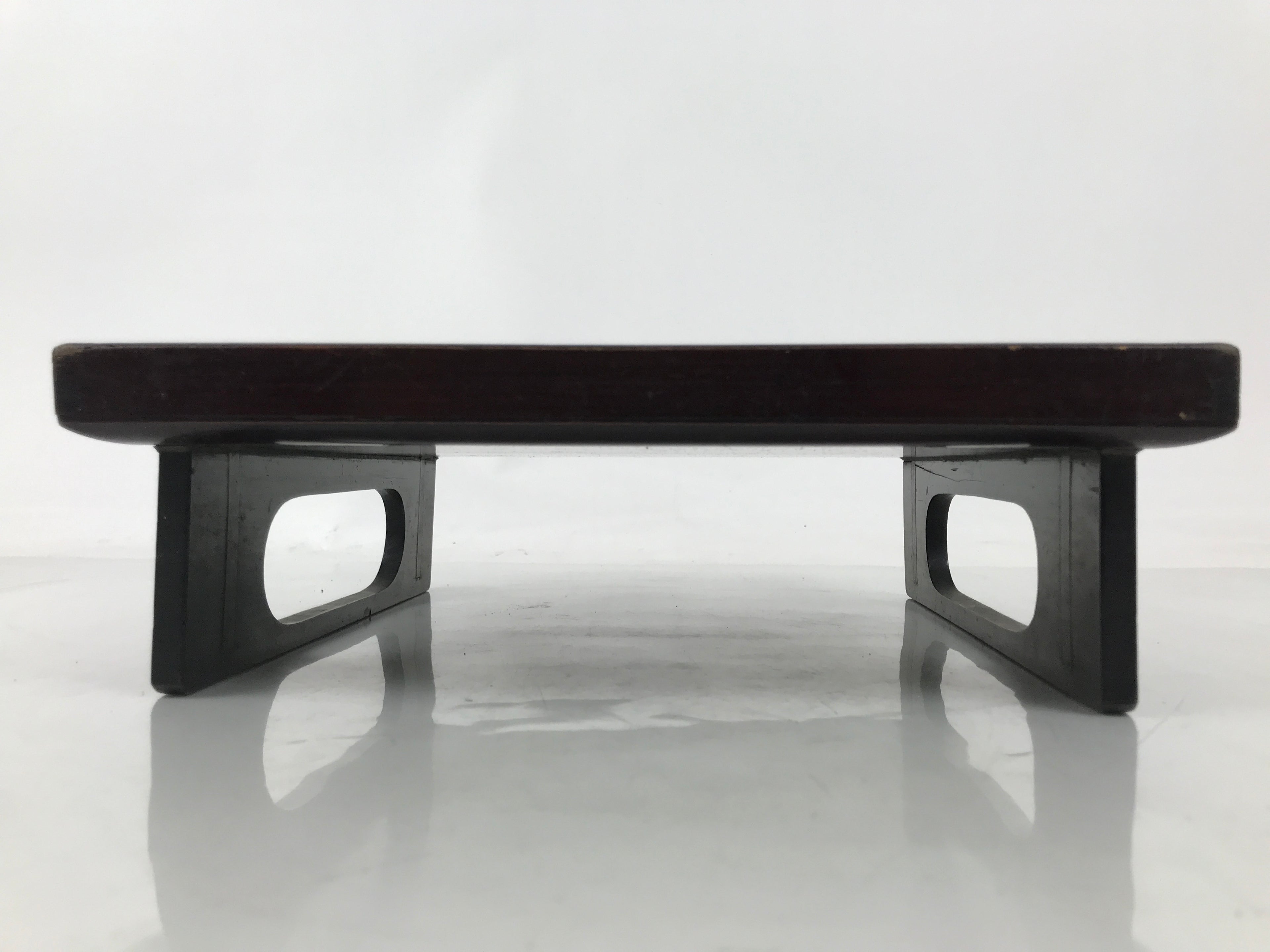 Antique Japanese Wooden Lacquered Low Table Brown Serving Tray Ozen Square L492