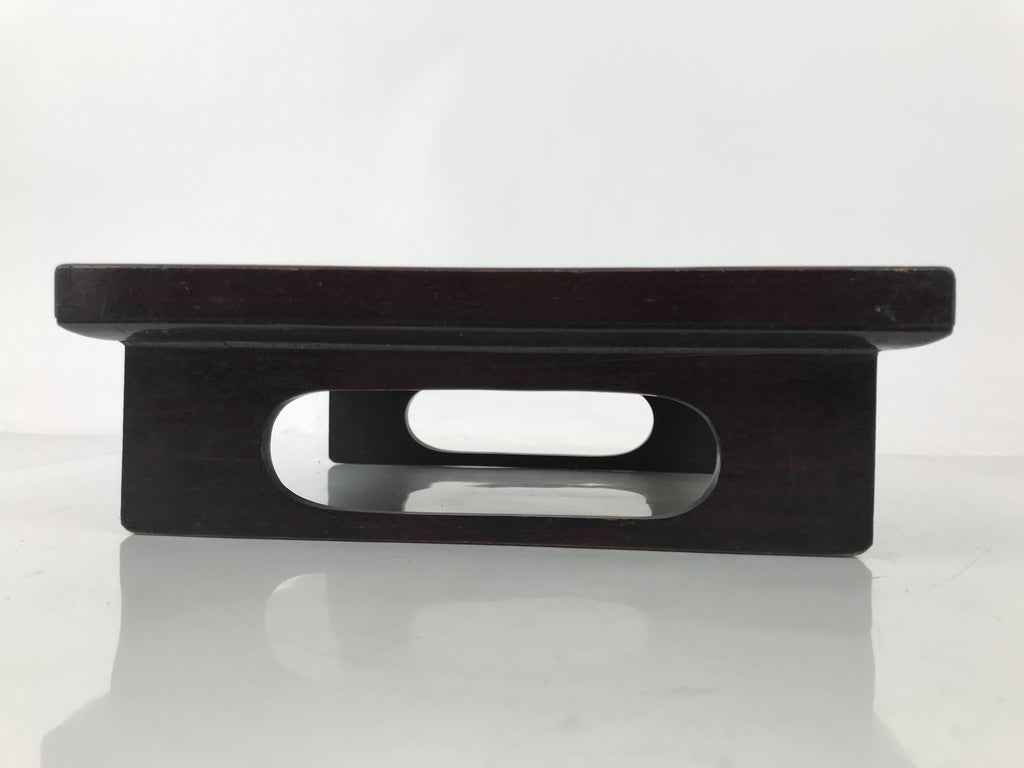 Antique Japanese Wooden Lacquered Low Table Brown Serving Tray Ozen Square L492
