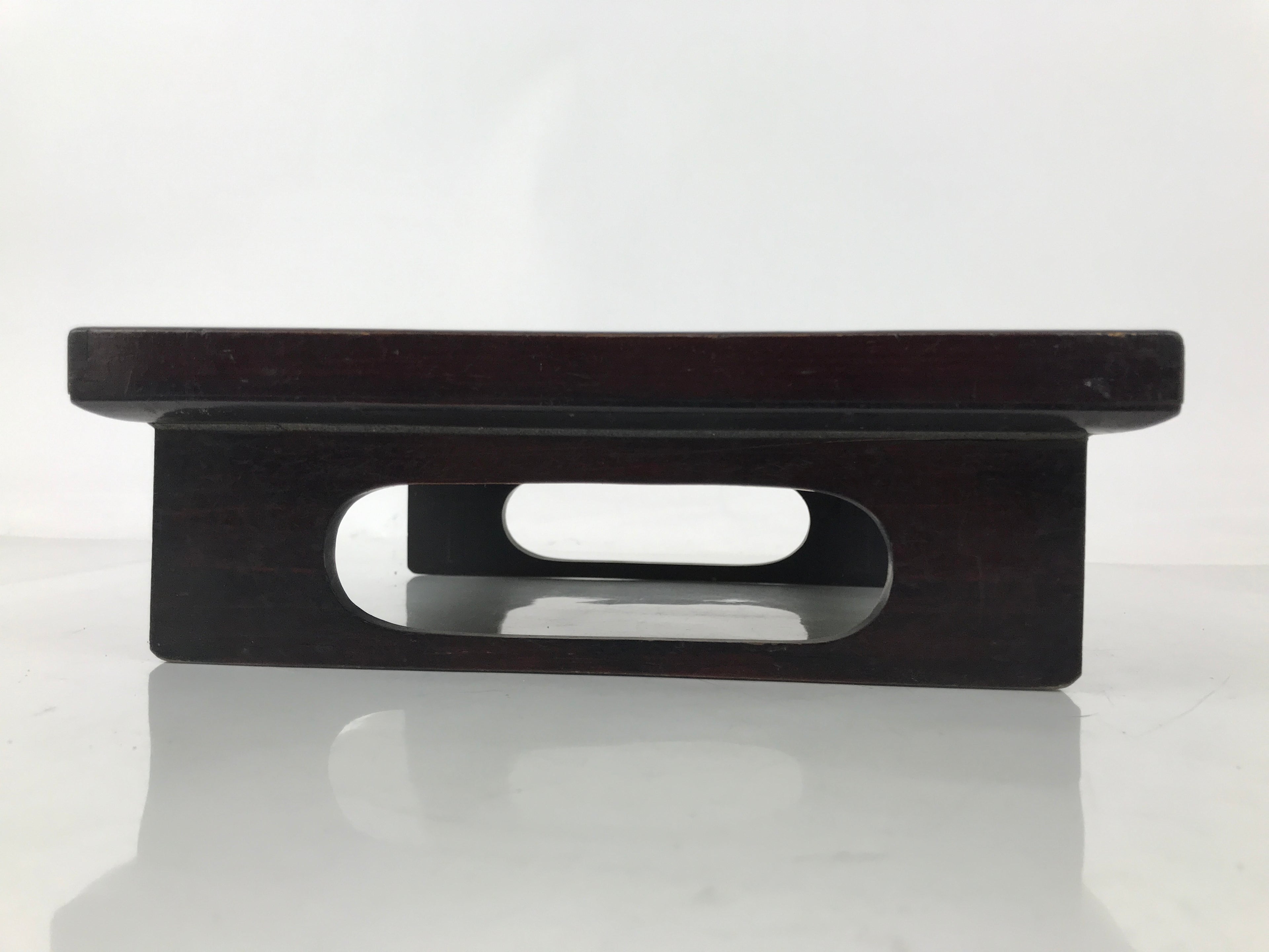 Antique Japanese Wooden Lacquered Low Table Brown Serving Tray Ozen Square L492