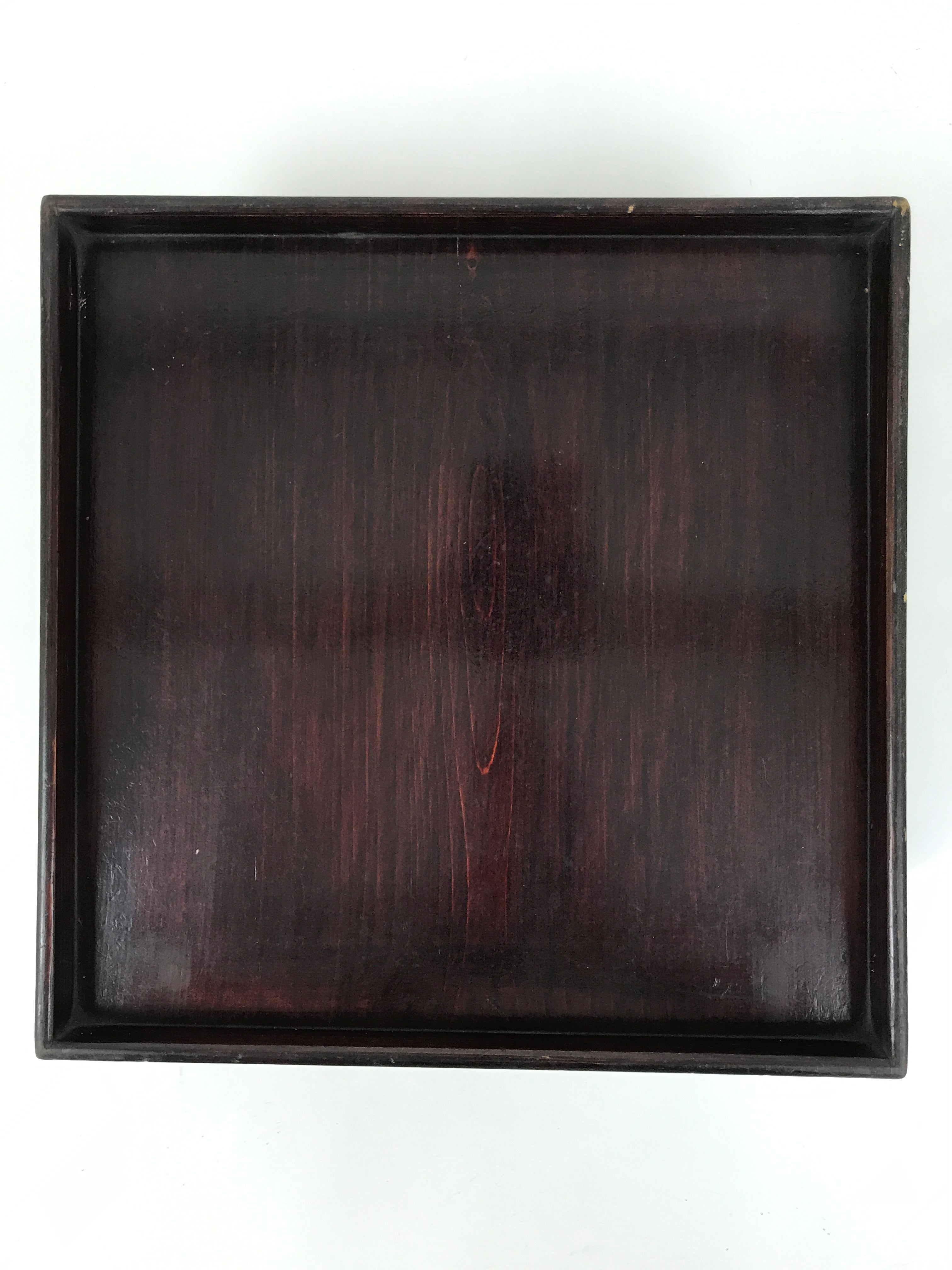 Antique Japanese Wooden Lacquered Low Table Brown Serving Tray Ozen Square L492