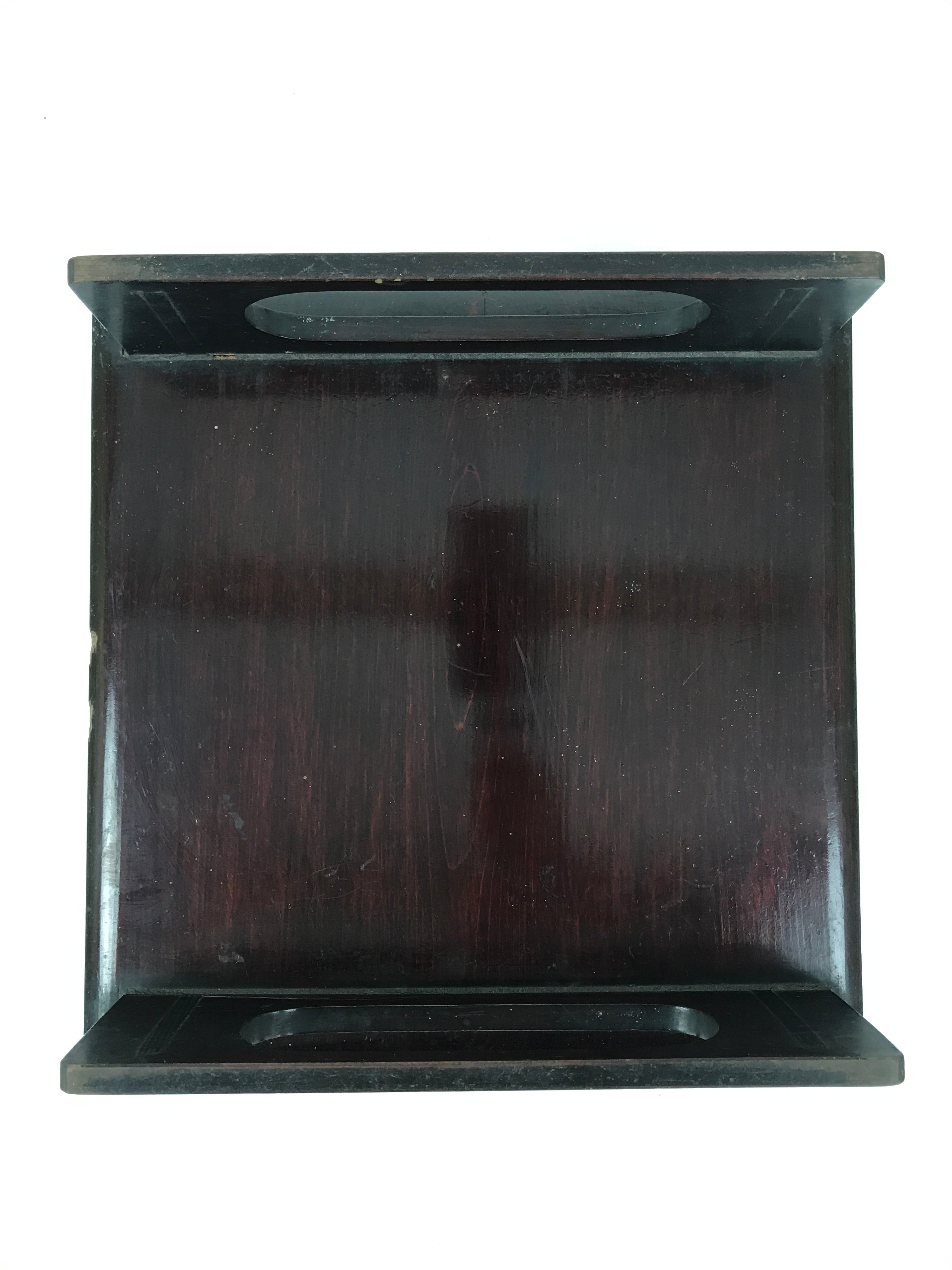 Antique Japanese Wooden Lacquered Low Table Brown Serving Tray Ozen Square L492
