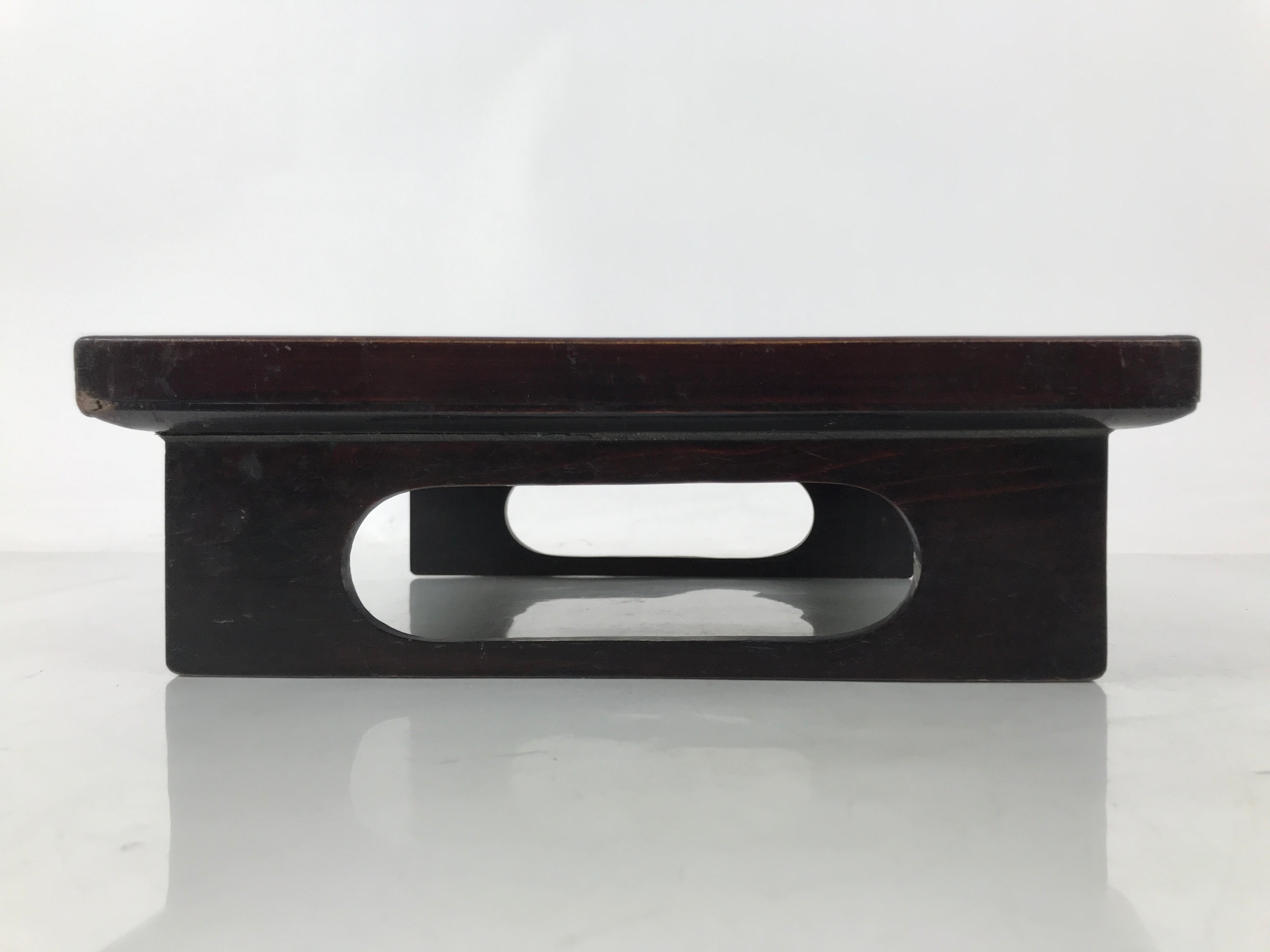 Antique Japanese Wooden Lacquered Low Table Brown Serving Tray Ozen Square L493