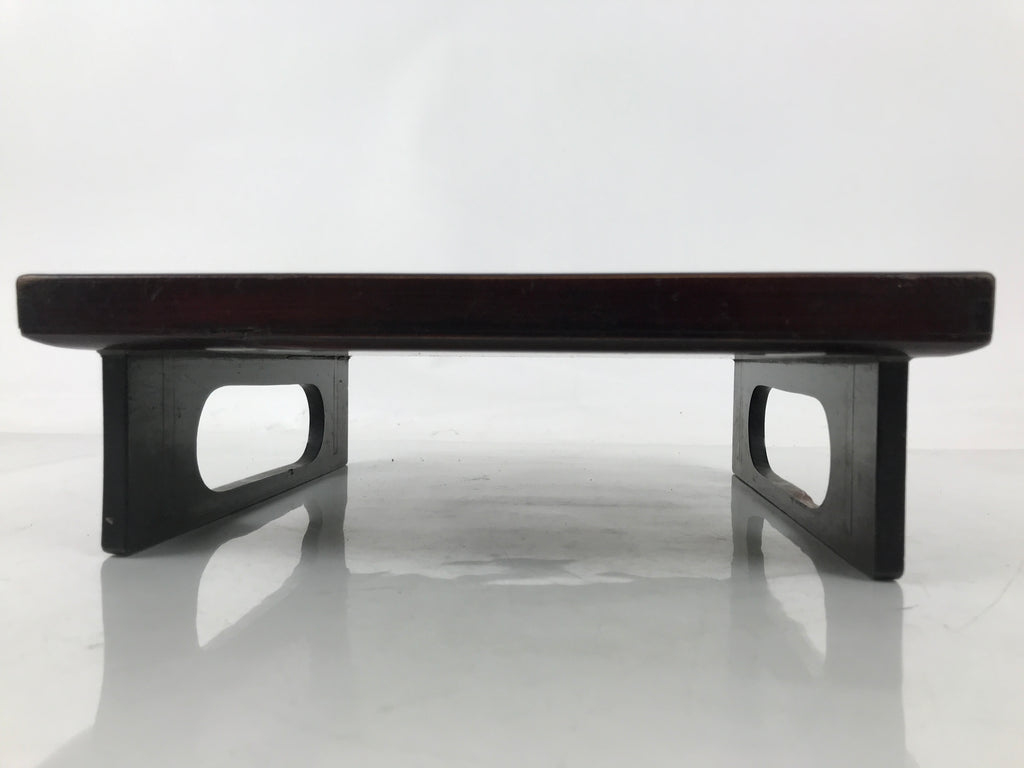Antique Japanese Wooden Lacquered Low Table Brown Serving Tray Ozen Square L493