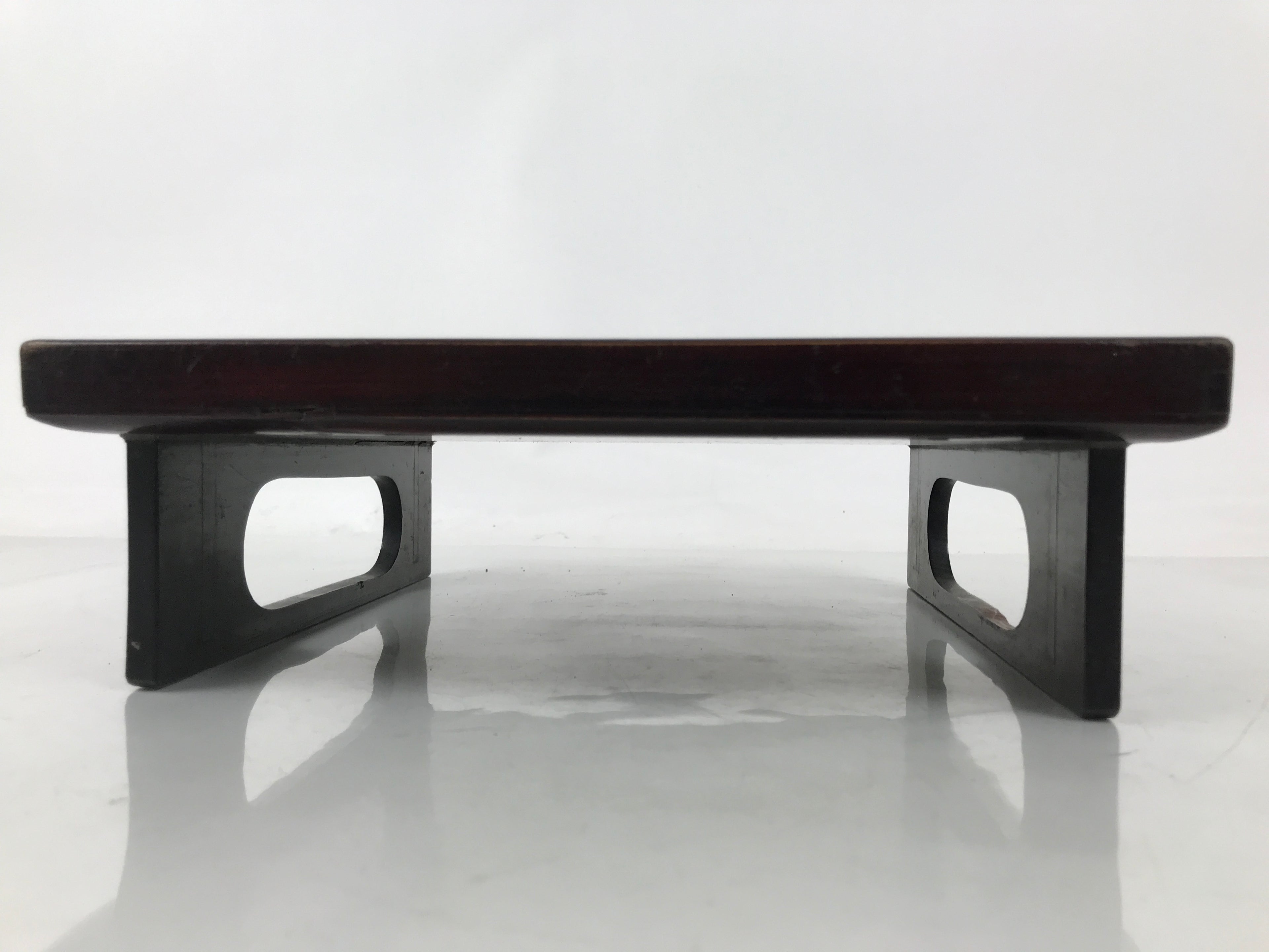 Antique Japanese Wooden Lacquered Low Table Brown Serving Tray Ozen Square L493