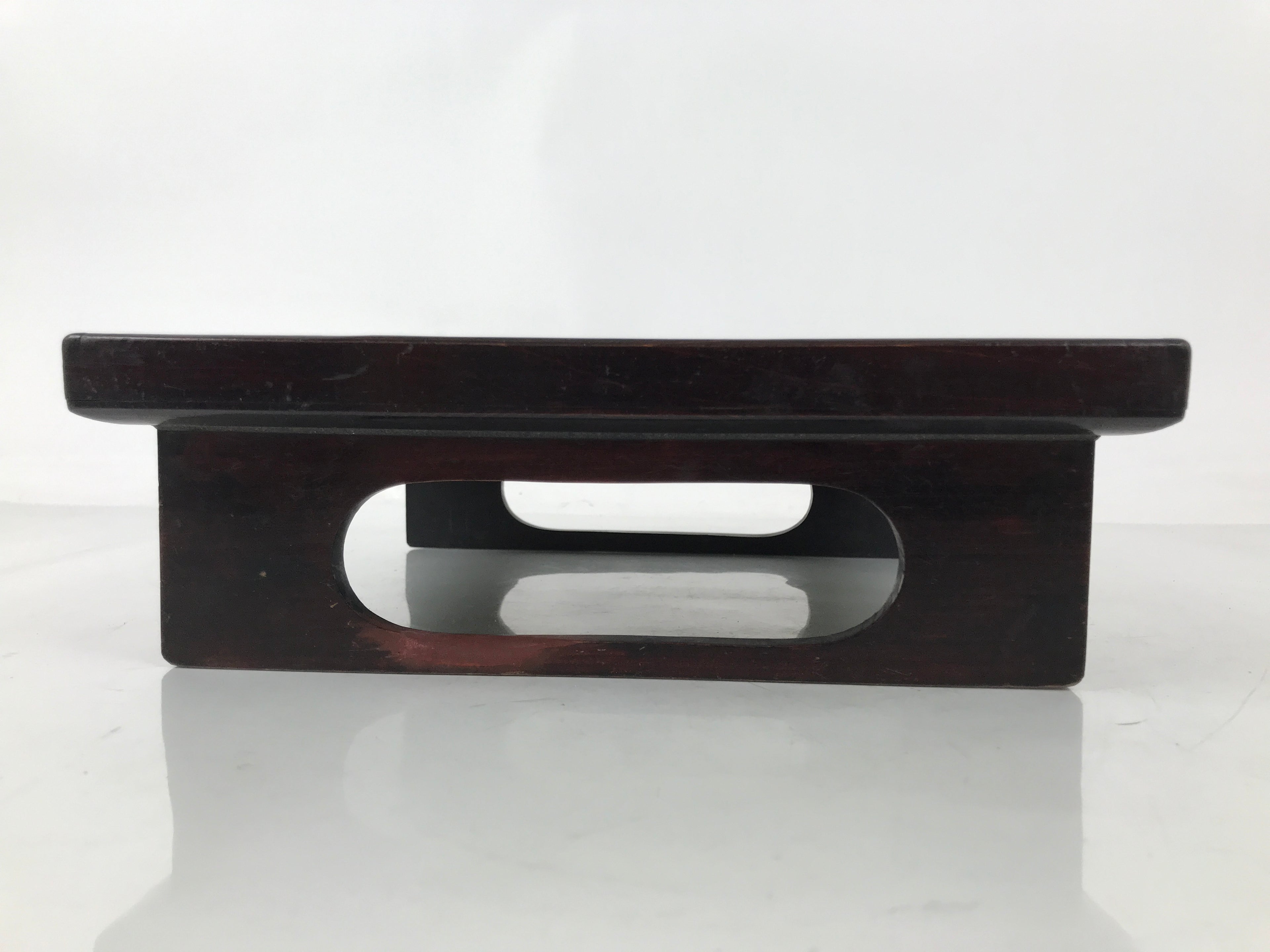 Antique Japanese Wooden Lacquered Low Table Brown Serving Tray Ozen Square L493