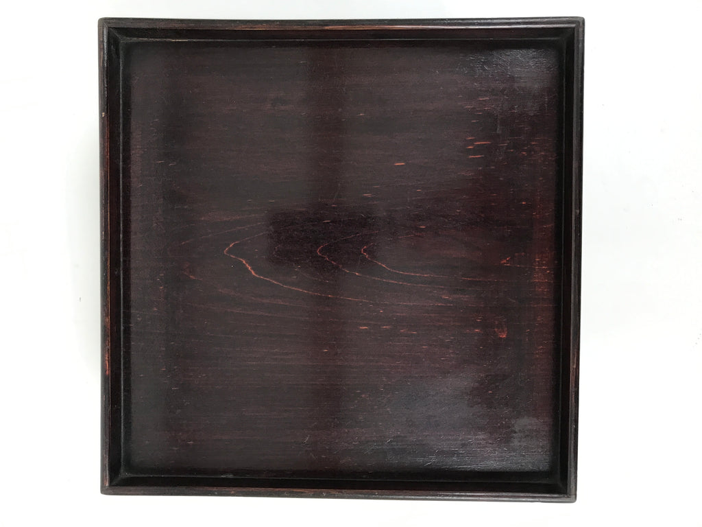 Antique Japanese Wooden Lacquered Low Table Brown Serving Tray Ozen Square L493