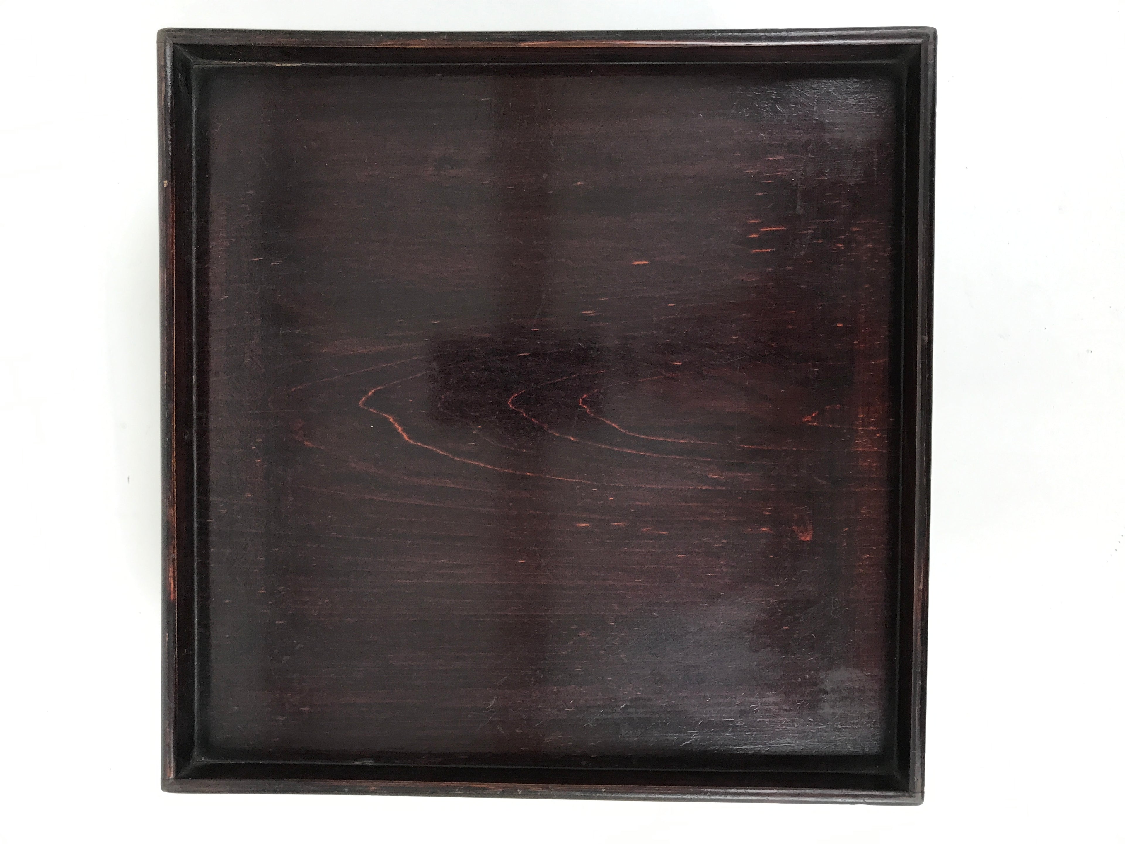 Antique Japanese Wooden Lacquered Low Table Brown Serving Tray Ozen Square L493