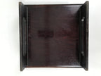 Antique Japanese Wooden Lacquered Low Table Brown Serving Tray Ozen Square L493