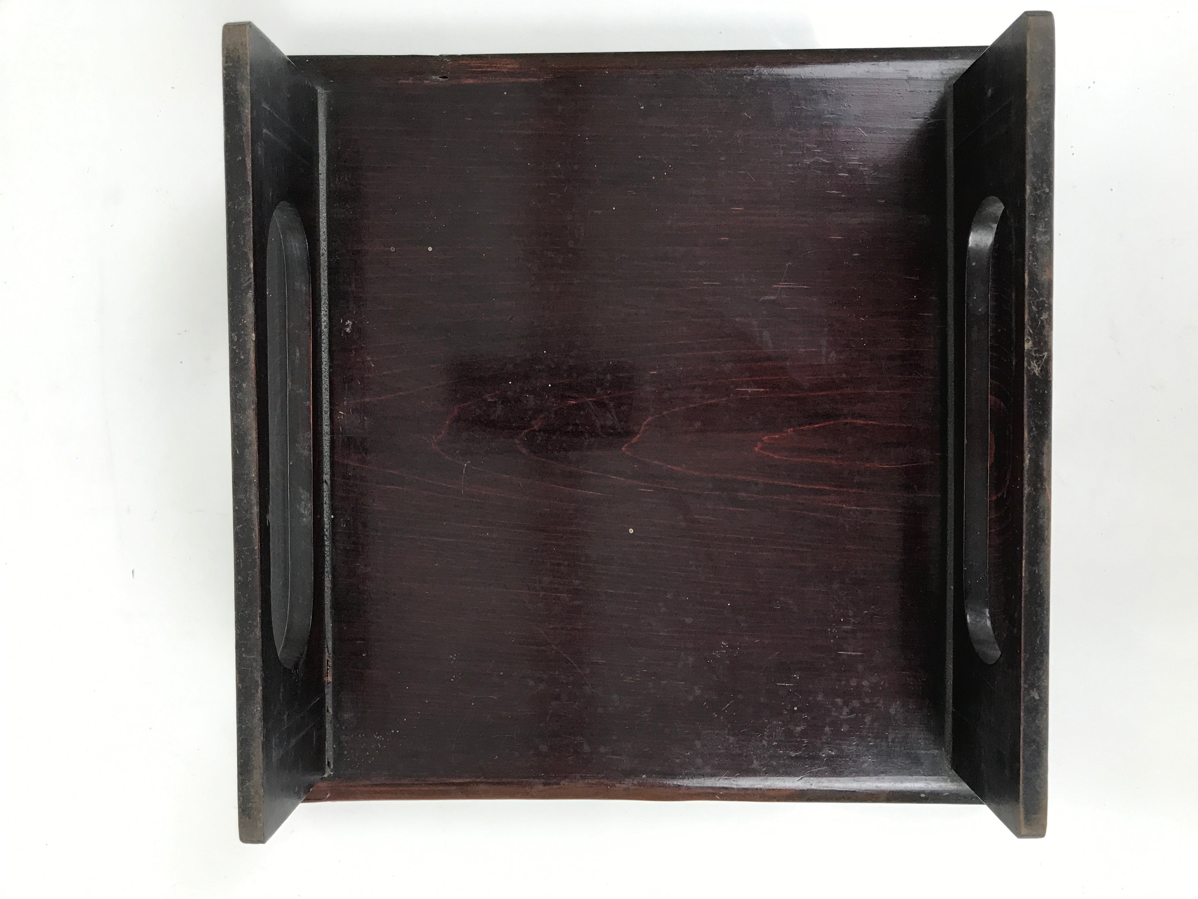 Antique Japanese Wooden Lacquered Low Table Brown Serving Tray Ozen Square L493