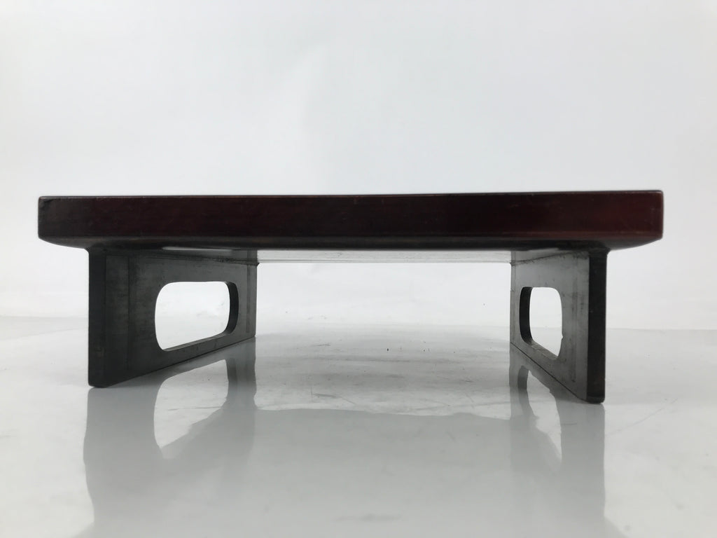 Antique Japanese Wooden Lacquered Low Table Brown Serving Tray Ozen Square L494