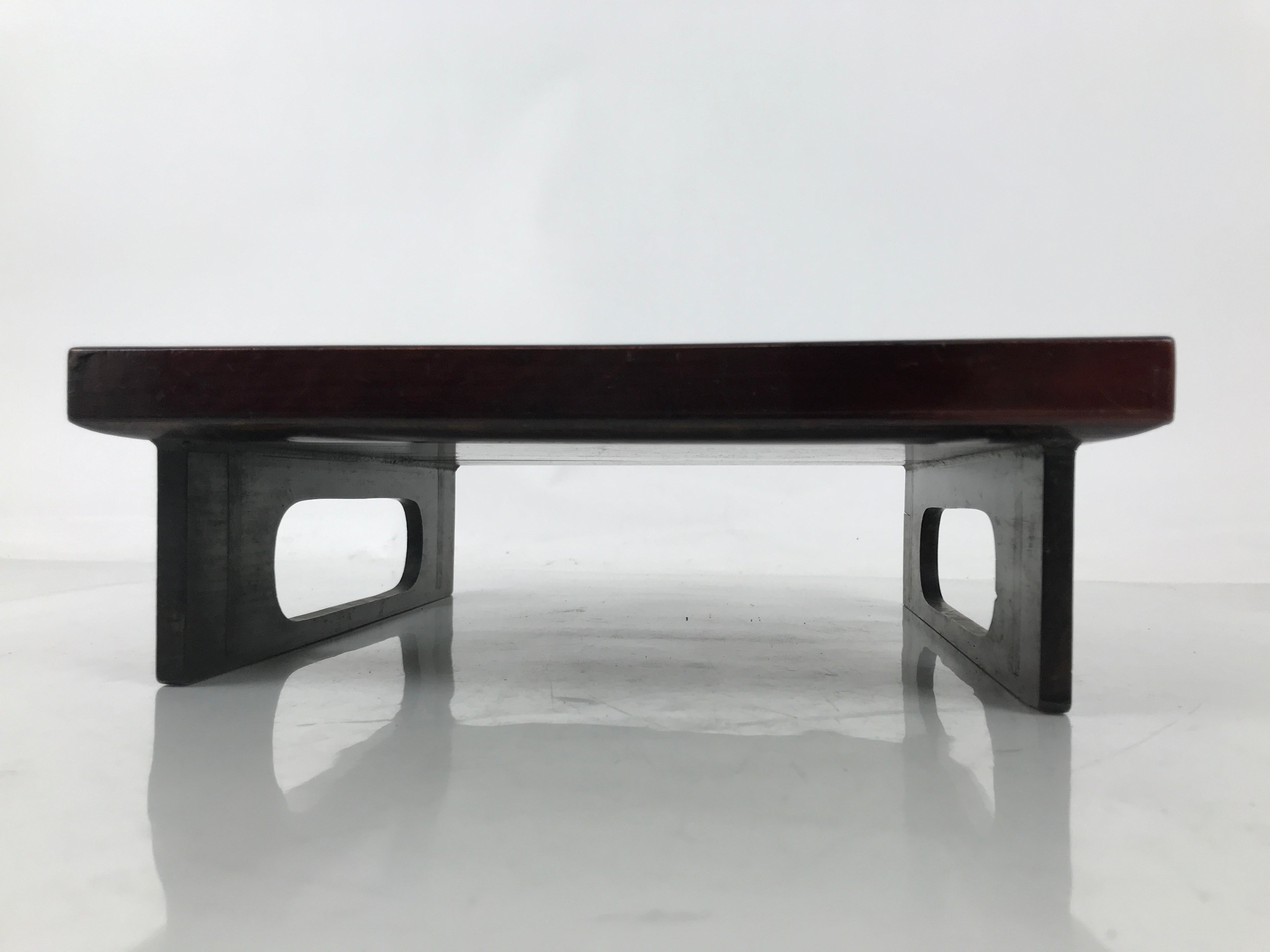 Antique Japanese Wooden Lacquered Low Table Brown Serving Tray Ozen Square L494