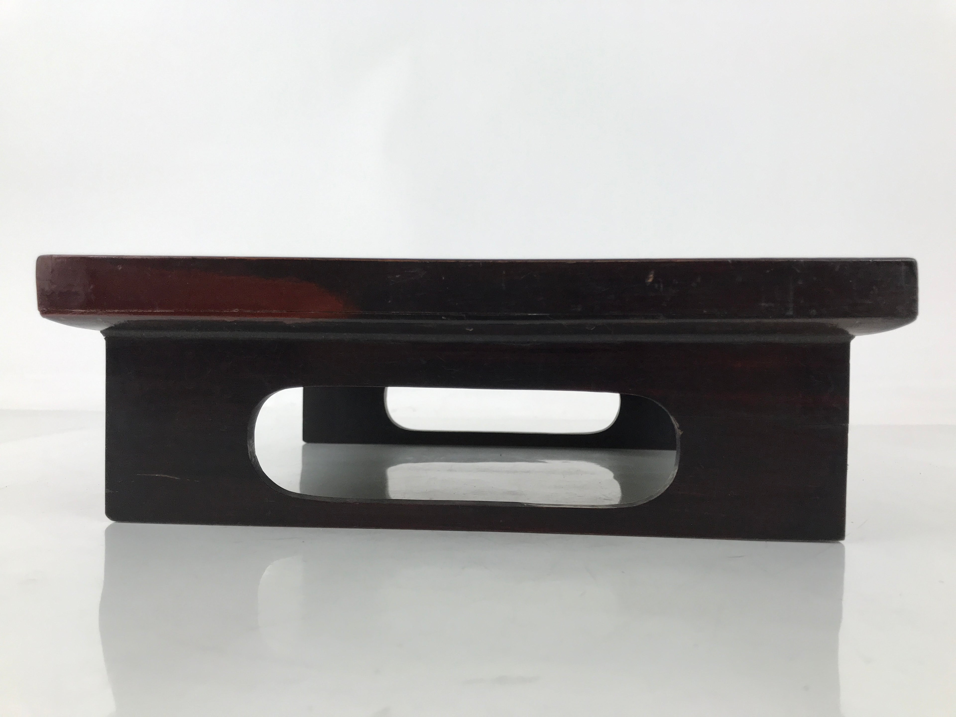 Antique Japanese Wooden Lacquered Low Table Brown Serving Tray Ozen Square L494