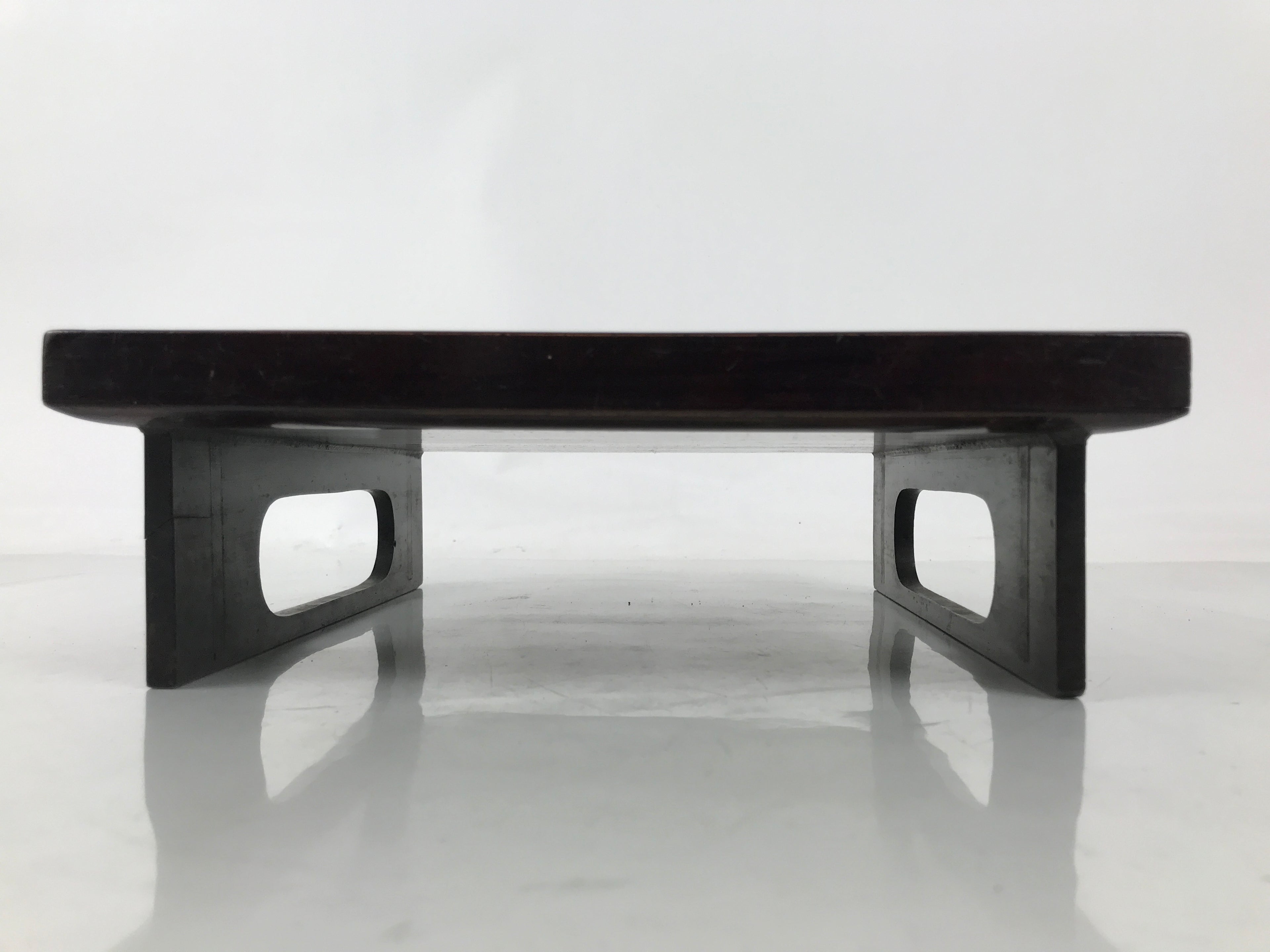 Antique Japanese Wooden Lacquered Low Table Brown Serving Tray Ozen Square L494