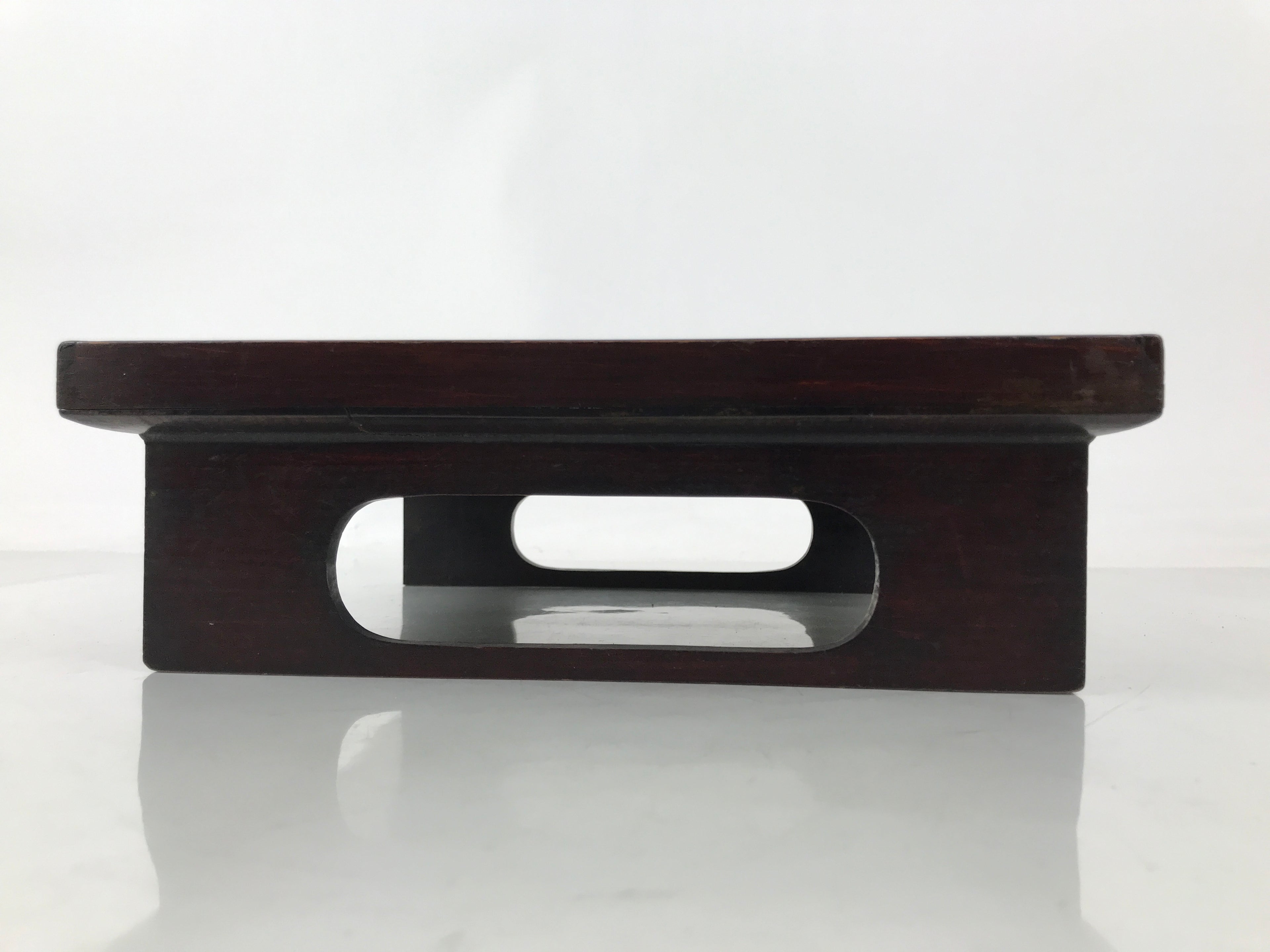 Antique Japanese Wooden Lacquered Low Table Brown Serving Tray Ozen Square L494