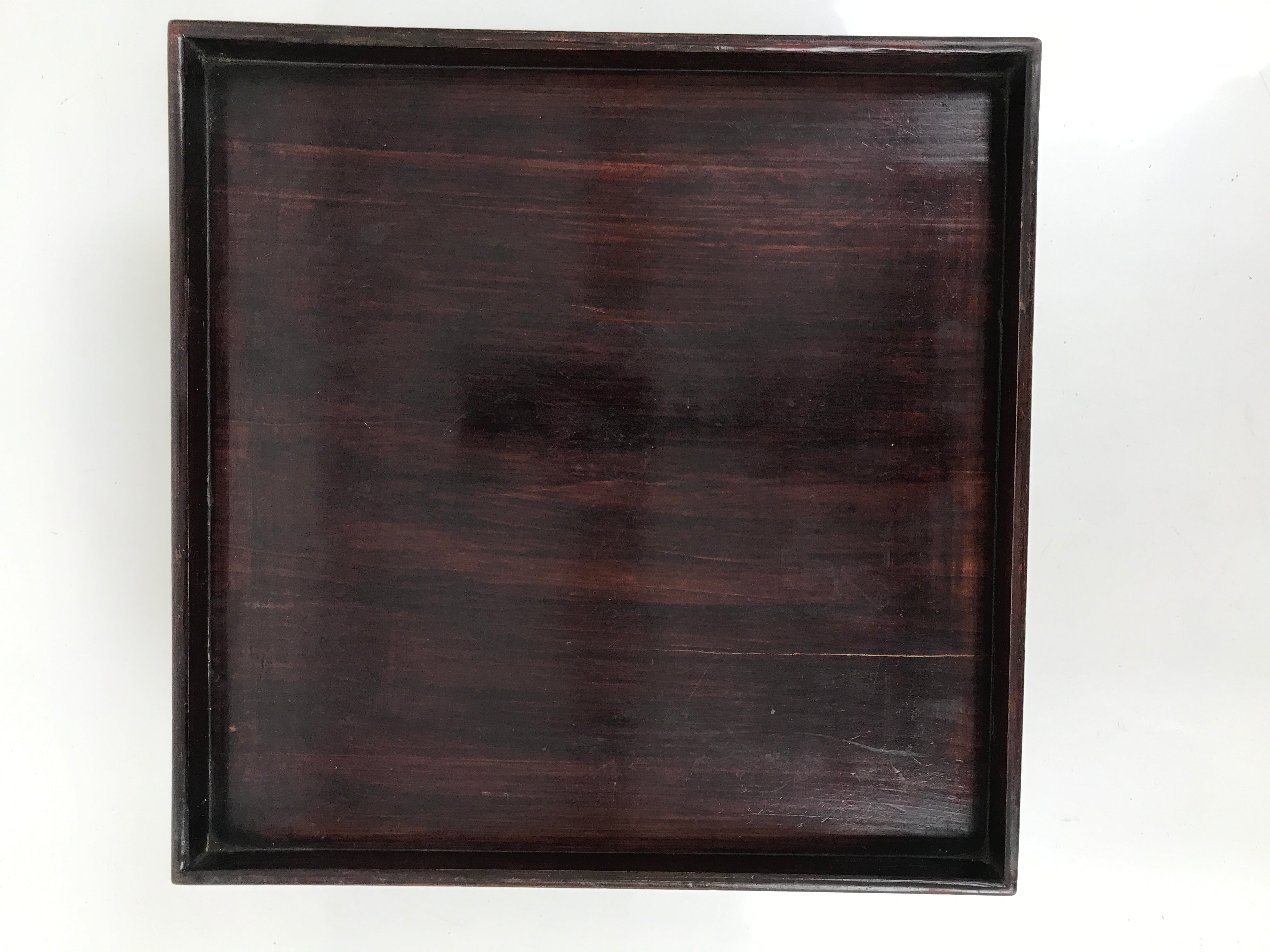 Antique Japanese Wooden Lacquered Low Table Brown Serving Tray Ozen Square L494