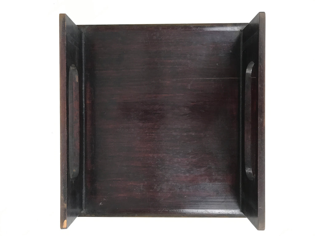 Antique Japanese Wooden Lacquered Low Table Brown Serving Tray Ozen Square L494