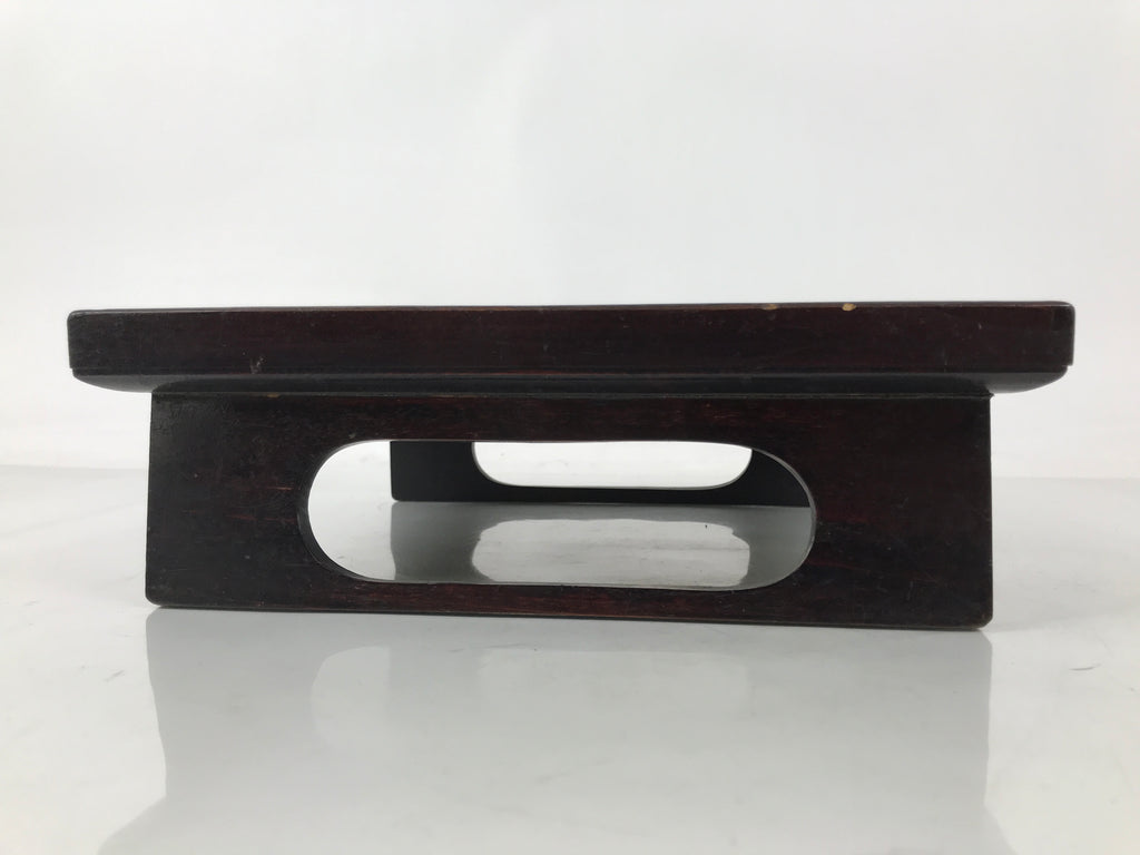 Antique Japanese Wooden Lacquered Low Table Brown Serving Tray Ozen Square L496