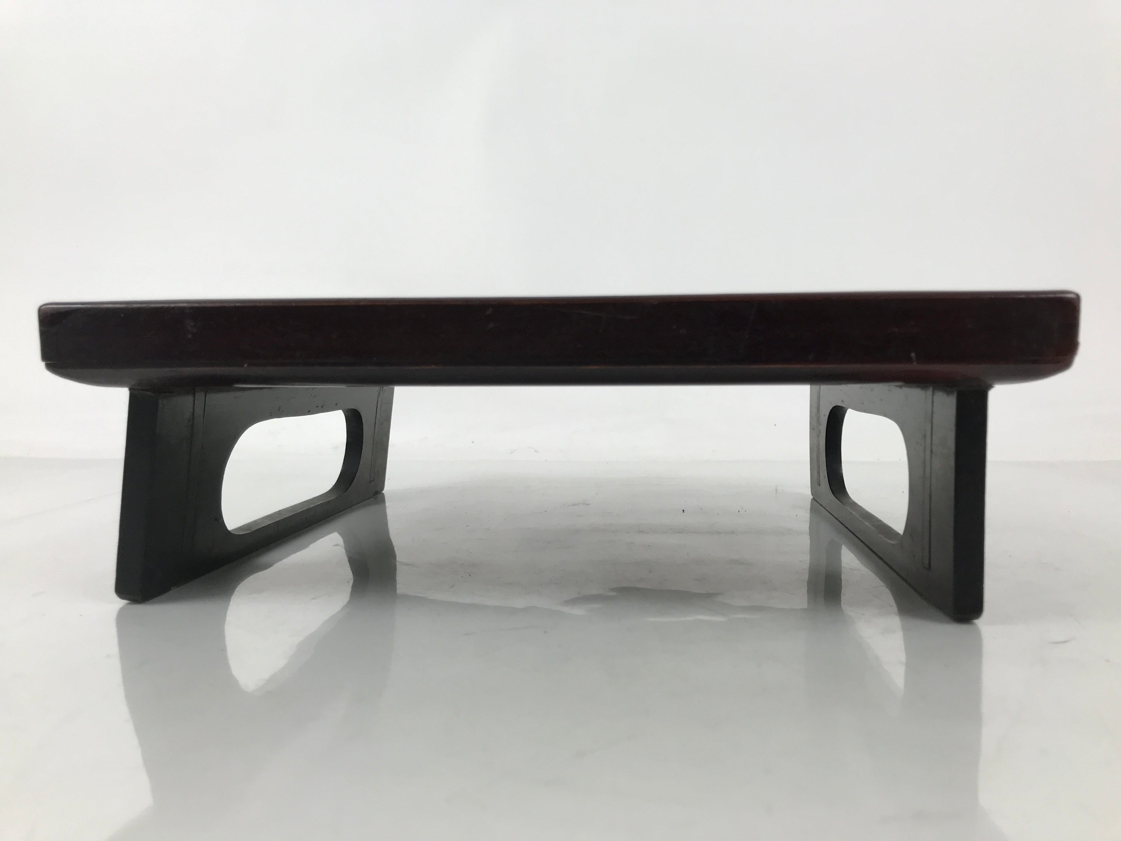 Antique Japanese Wooden Lacquered Low Table Brown Serving Tray Ozen Square L496
