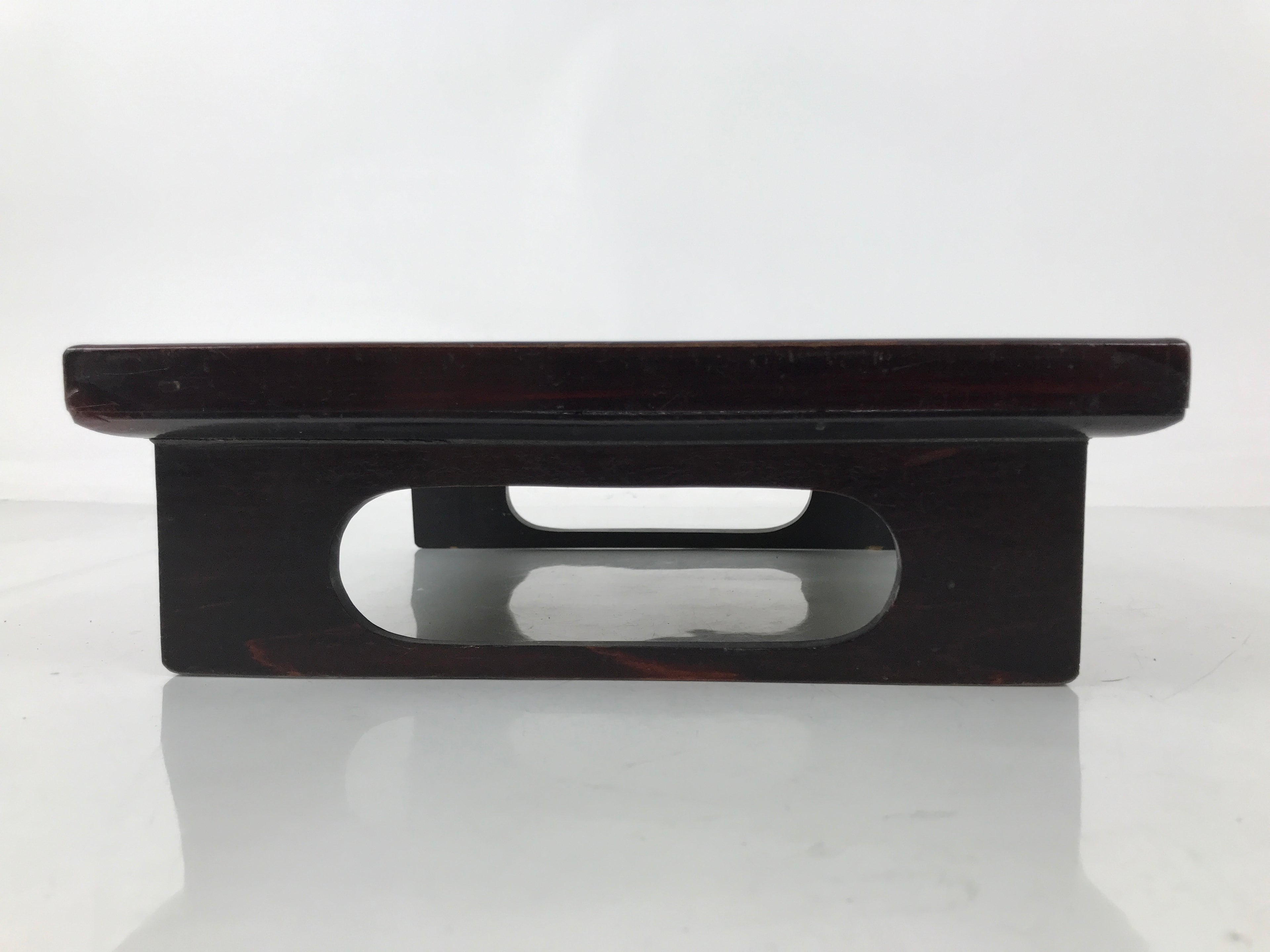 Antique Japanese Wooden Lacquered Low Table Brown Serving Tray Ozen Square L496