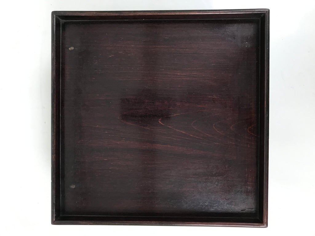Antique Japanese Wooden Lacquered Low Table Brown Serving Tray Ozen Square L496