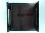 Antique Japanese Wooden Lacquered Low Table Brown Serving Tray Ozen Square L496