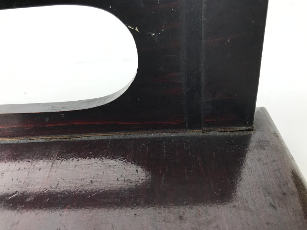 Antique Japanese Wooden Lacquered Low Table Brown Serving Tray Ozen Square L496
