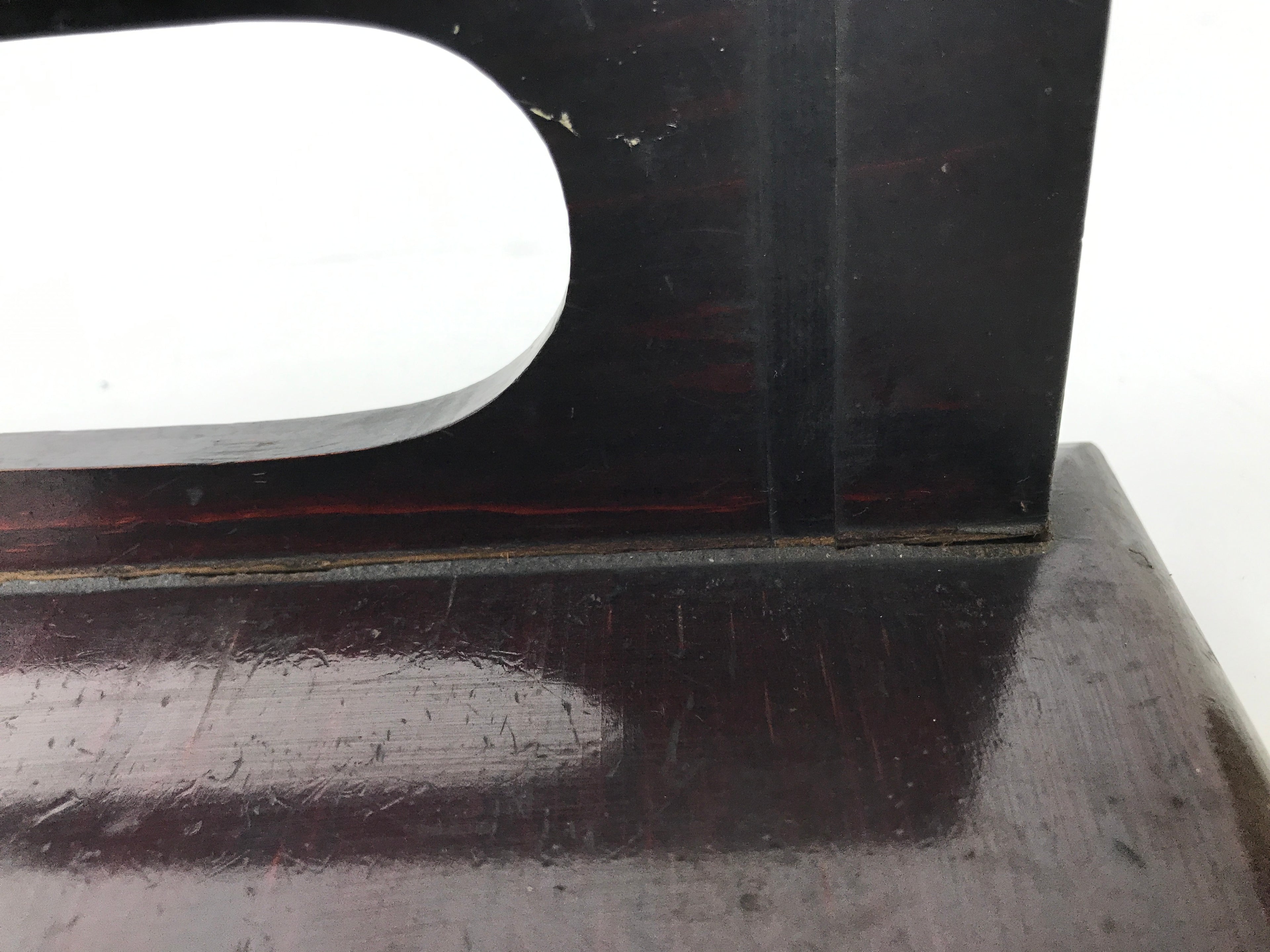 Antique Japanese Wooden Lacquered Low Table Brown Serving Tray Ozen Square L496