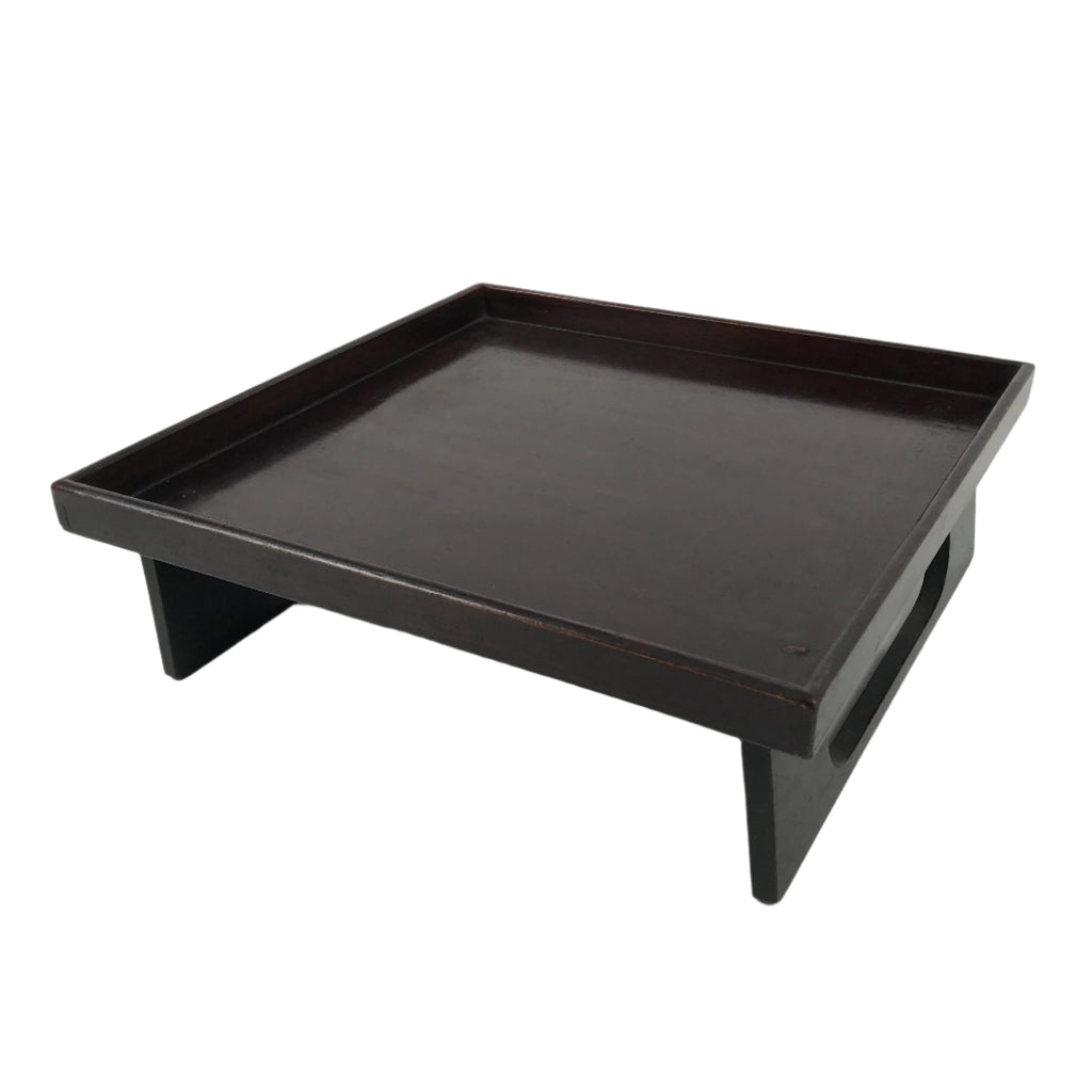 Antique Japanese Wooden Lacquered Low Table Brown Serving Tray Ozen Square L496