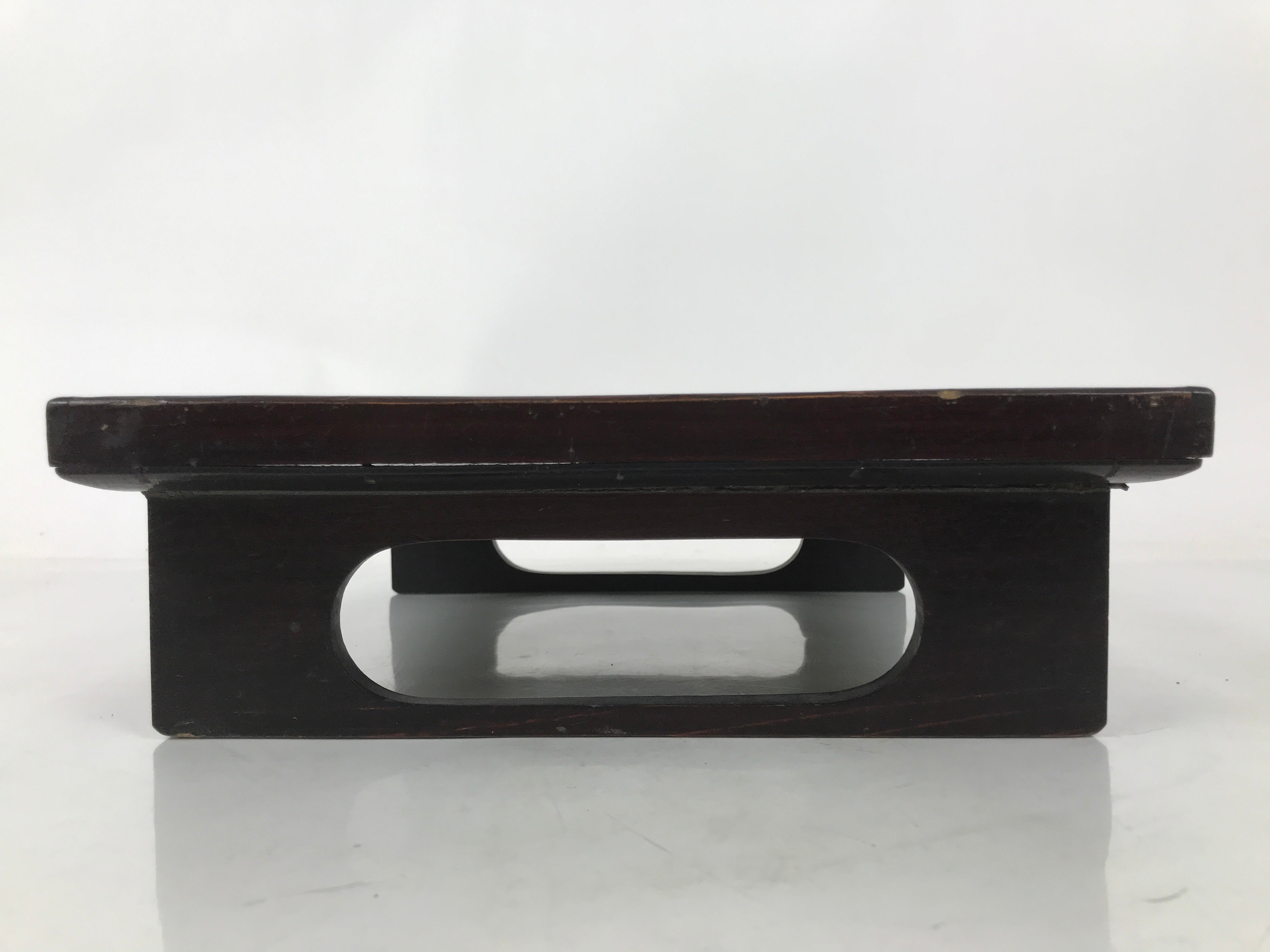 Antique Japanese Wooden Lacquered Low Table Brown Square Serving Tray Ozen L427