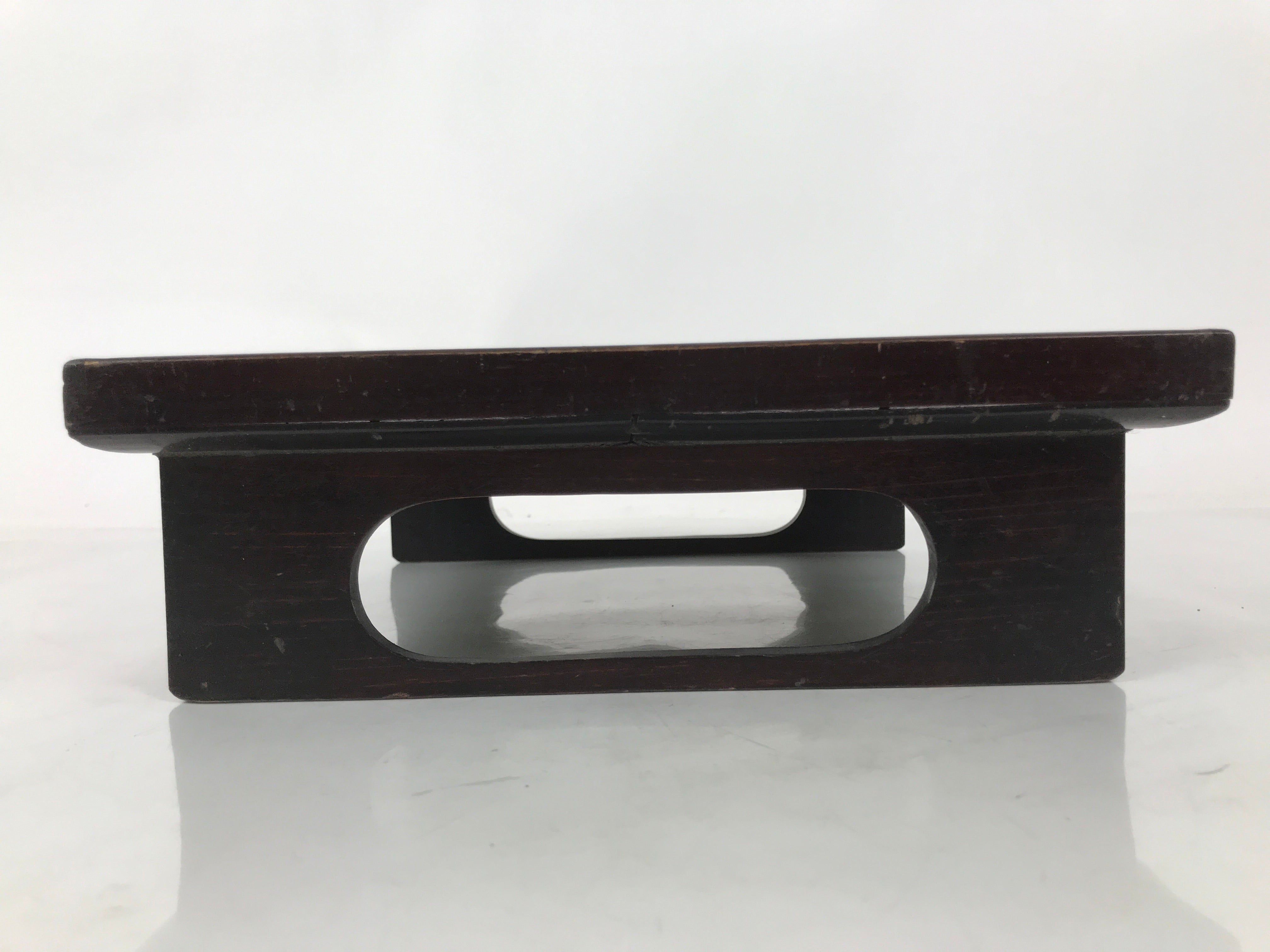 Antique Japanese Wooden Lacquered Low Table Brown Square Serving Tray Ozen L427