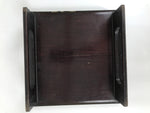 Antique Japanese Wooden Lacquered Low Table Brown Square Serving Tray Ozen L427
