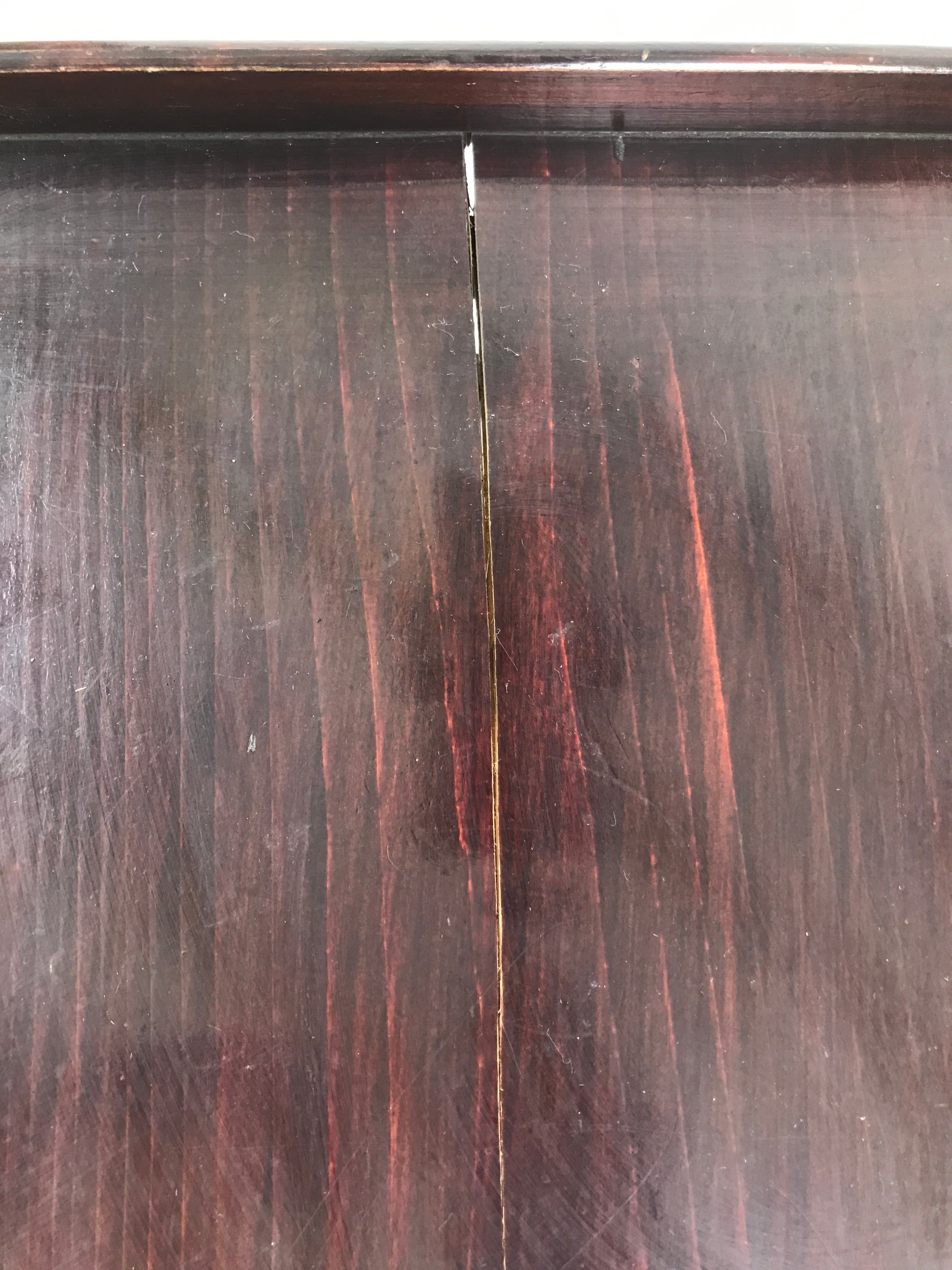 Antique Japanese Wooden Lacquered Low Table Brown Square Serving Tray Ozen L427