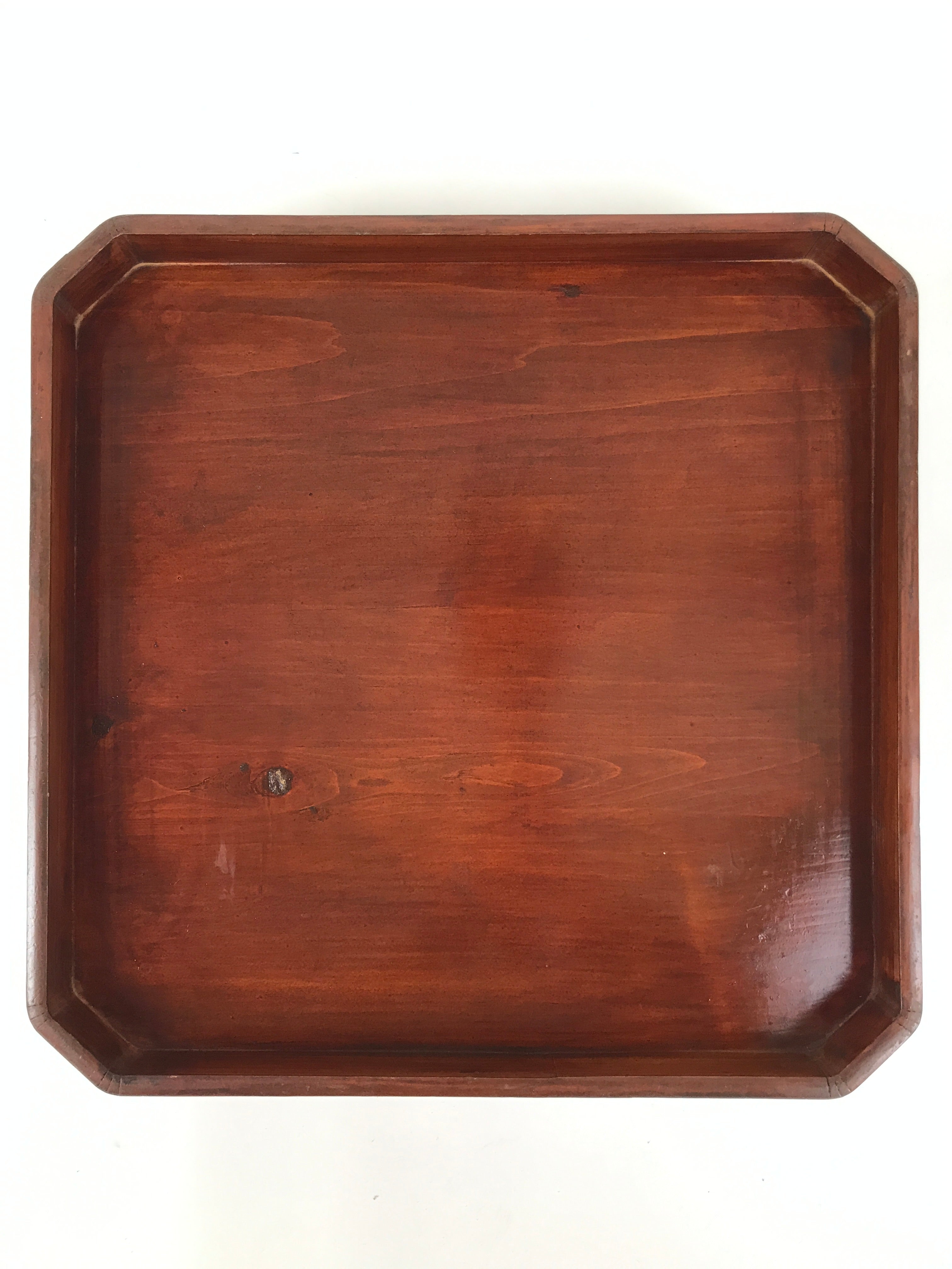 Antique Japanese Wooden Lacquered Low Table Brown Square Serving Tray Ozen L428