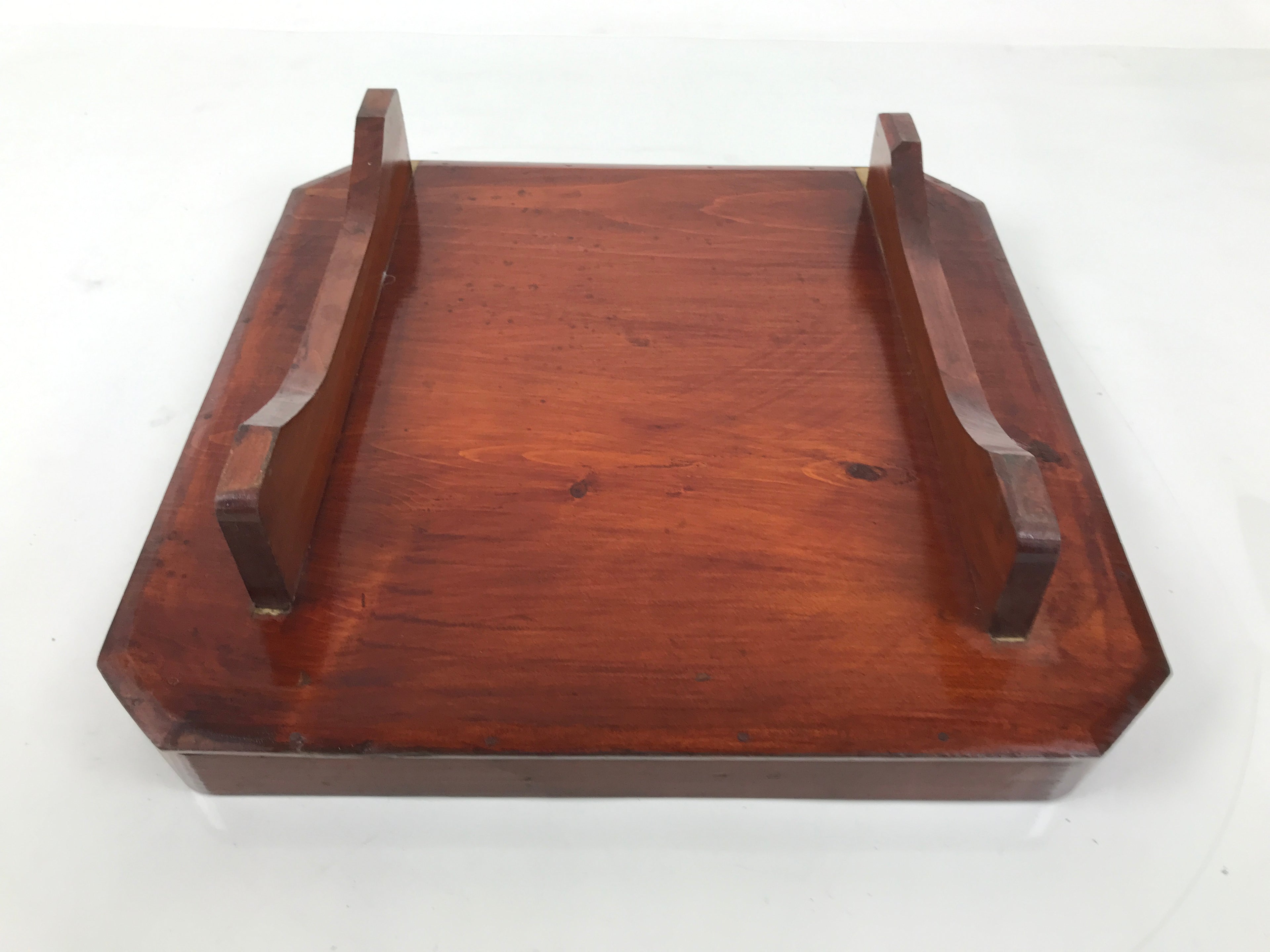 Antique Japanese Wooden Lacquered Low Table Brown Square Serving Tray Ozen L428
