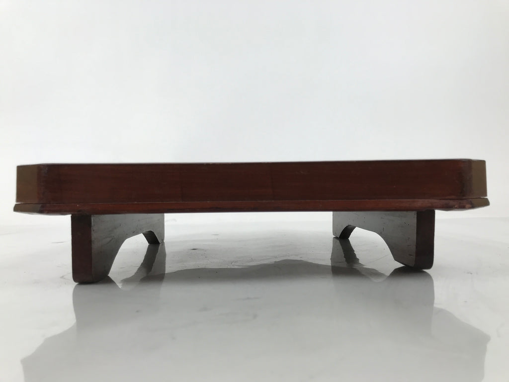 Antique Japanese Wooden Lacquered Low Table Brown Square Serving Tray Ozen L428
