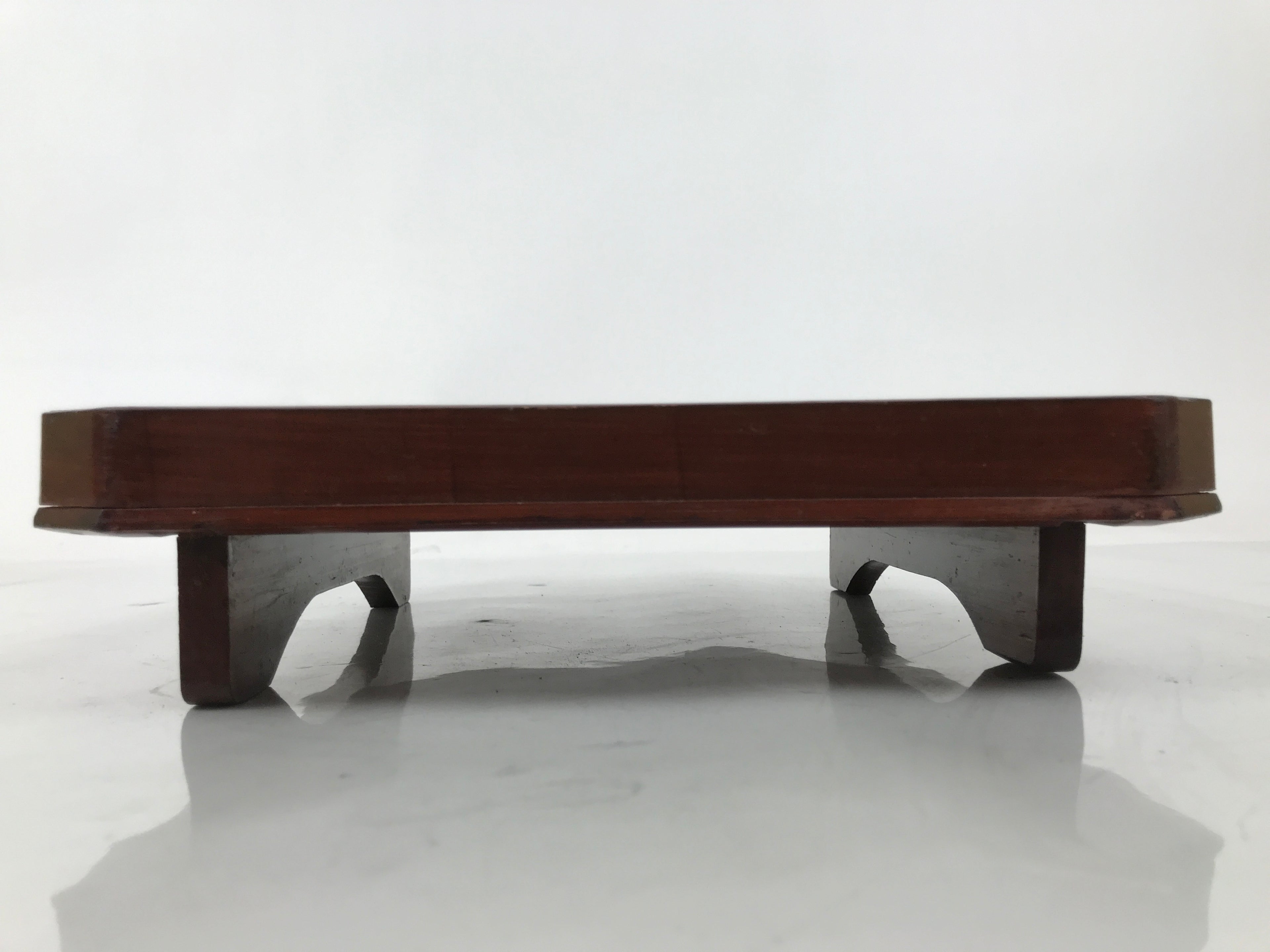 Antique Japanese Wooden Lacquered Low Table Brown Square Serving Tray Ozen L428