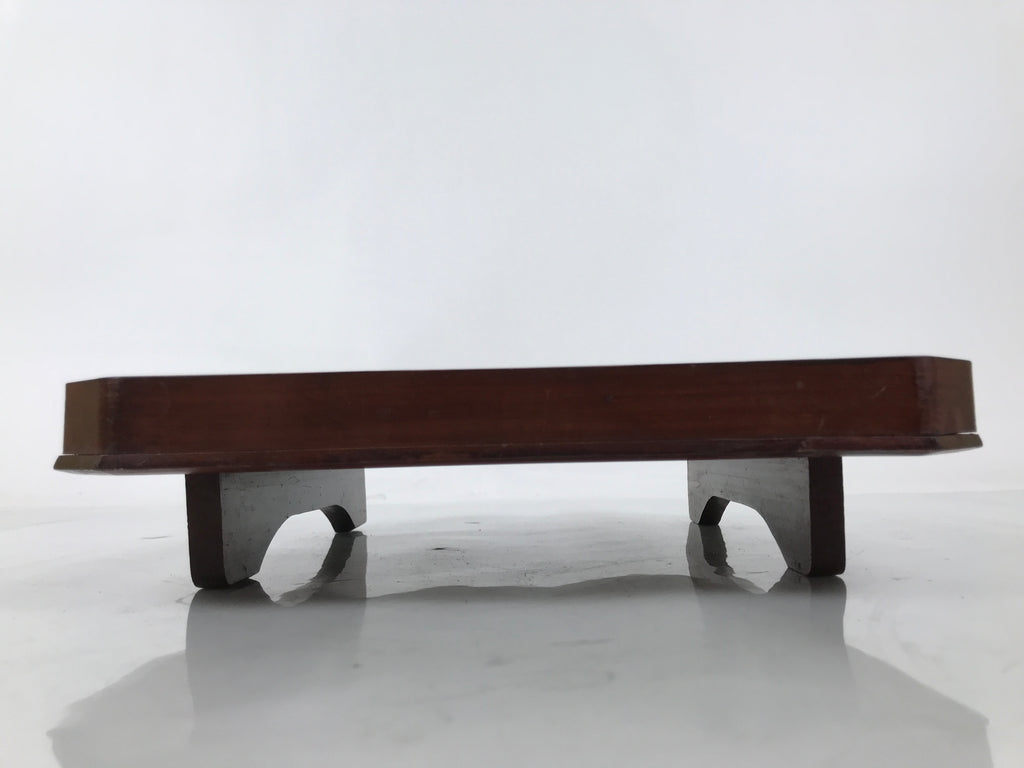 Antique Japanese Wooden Lacquered Low Table Brown Square Serving Tray Ozen L428