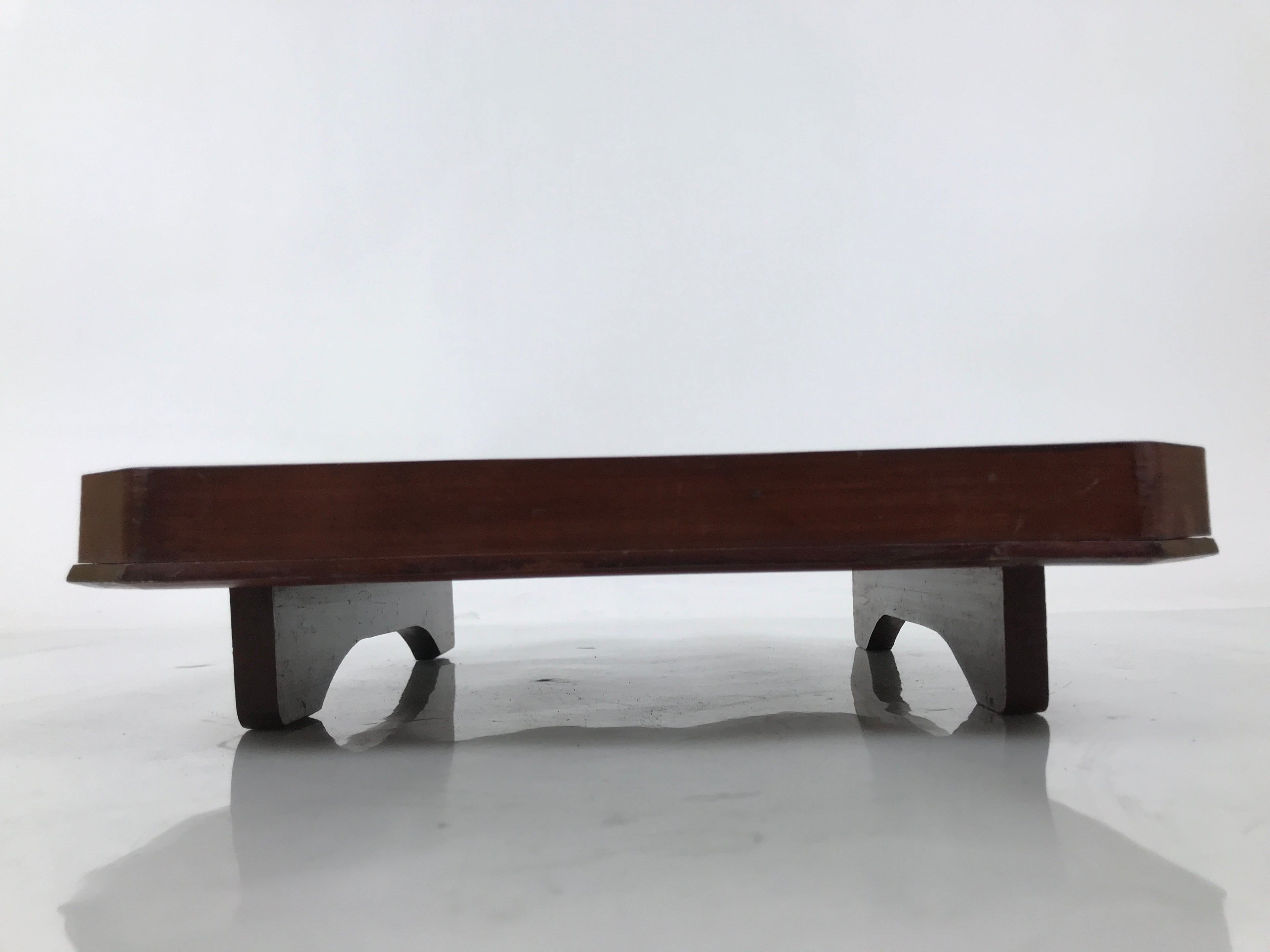 Antique Japanese Wooden Lacquered Low Table Brown Square Serving Tray Ozen L428