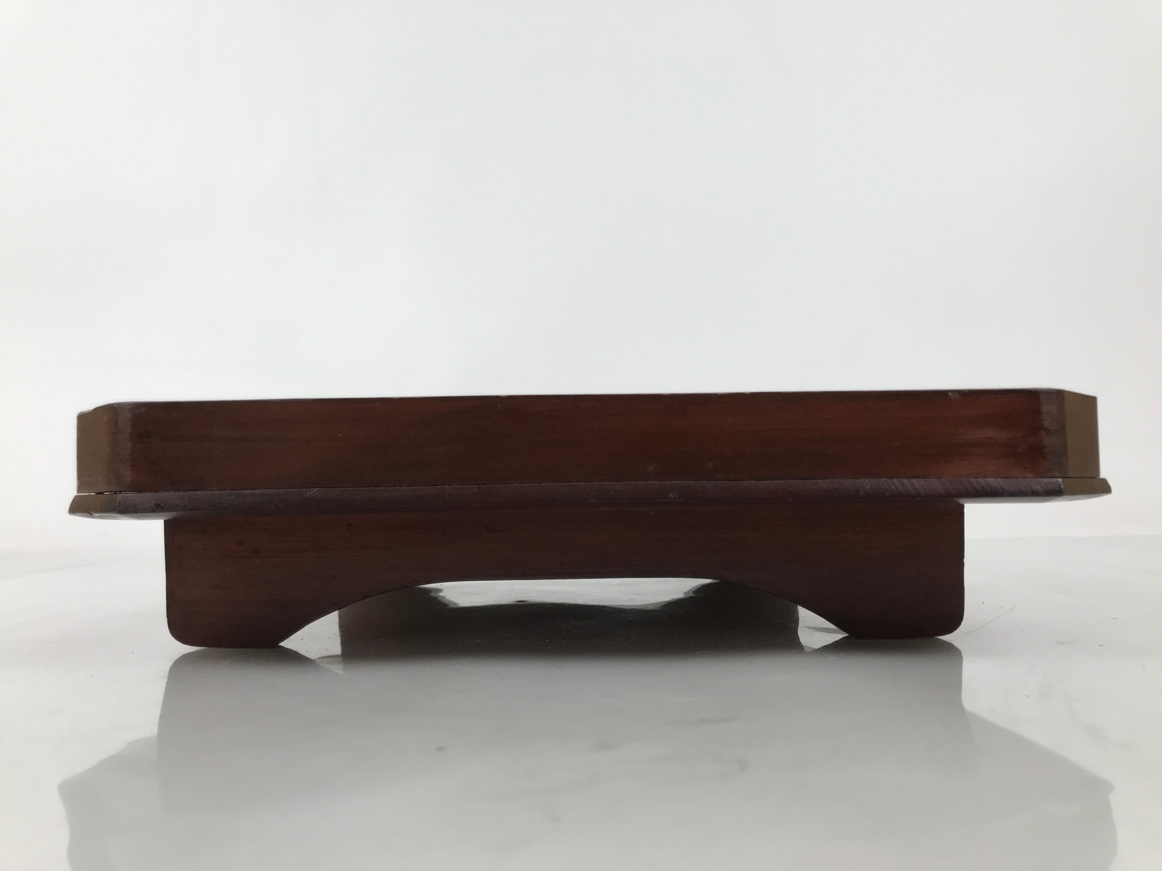 Antique Japanese Wooden Lacquered Low Table Brown Square Serving Tray Ozen L428