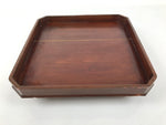 Antique Japanese Wooden Lacquered Low Table Brown Square Serving Tray Ozen L429