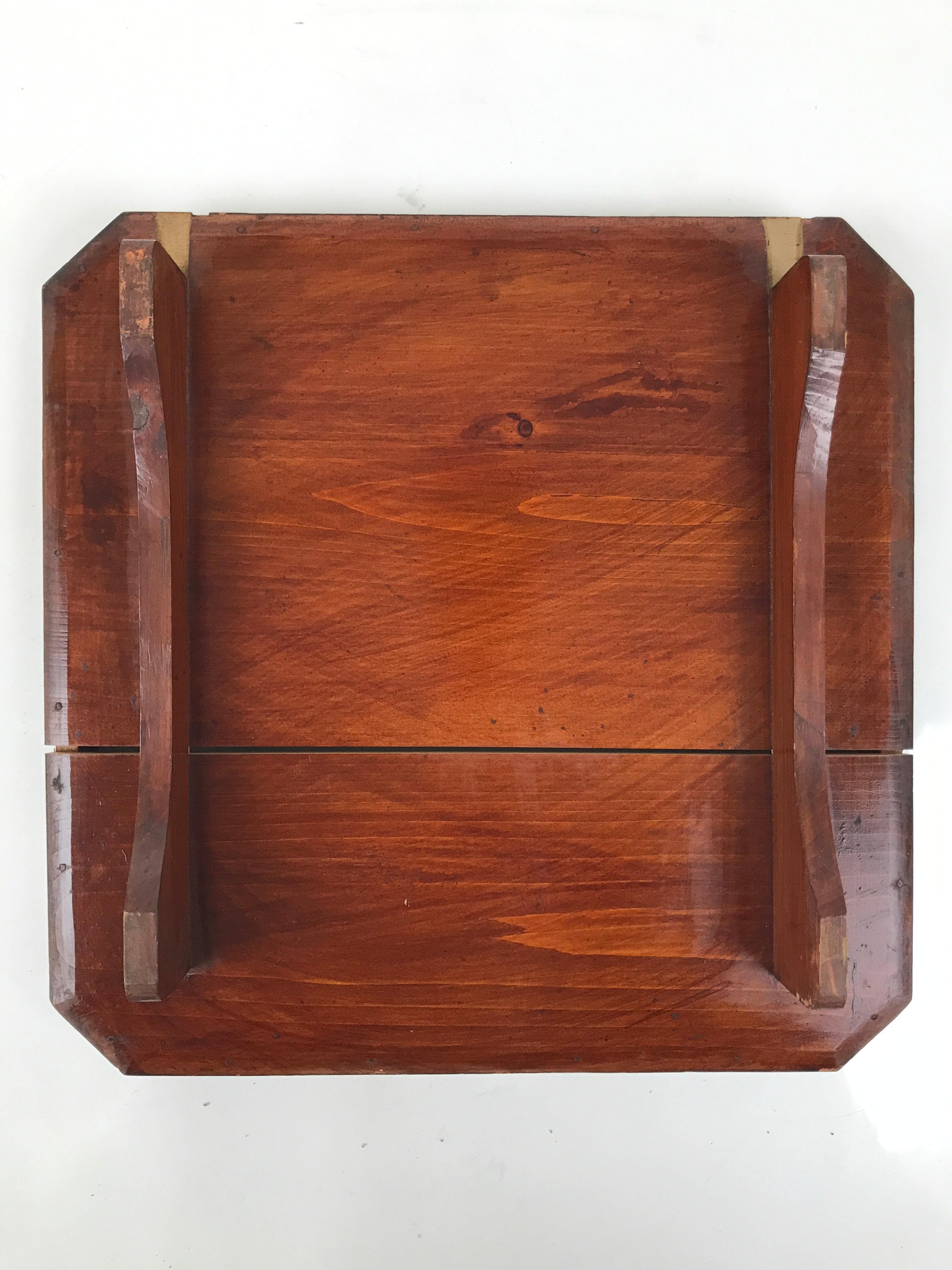 Antique Japanese Wooden Lacquered Low Table Brown Square Serving Tray Ozen L429